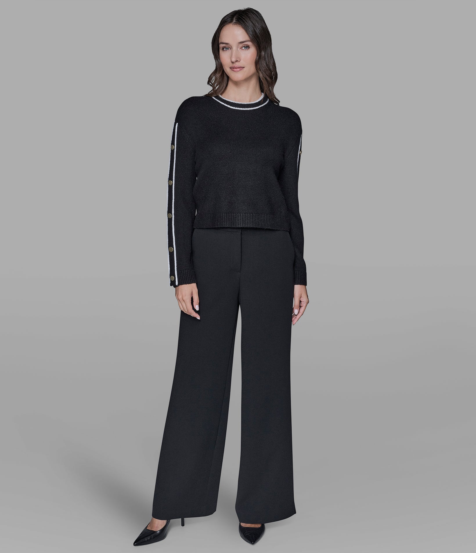 BUTTON SLEEVE PULLOVER SWEATER VIEW 4 | New Arrivals