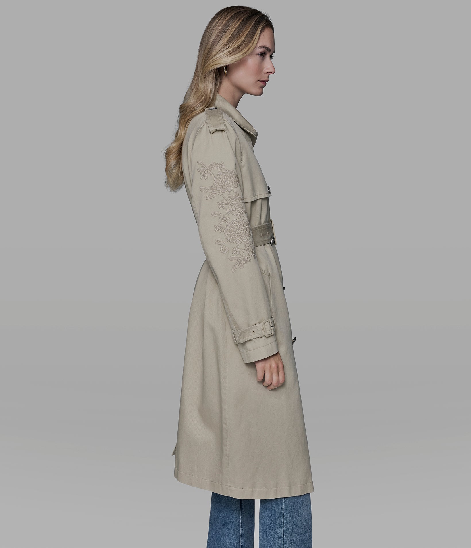 FLORAL APPLIQUE TRENCH COAT VIEW 4 | Women's Holiday Collection
