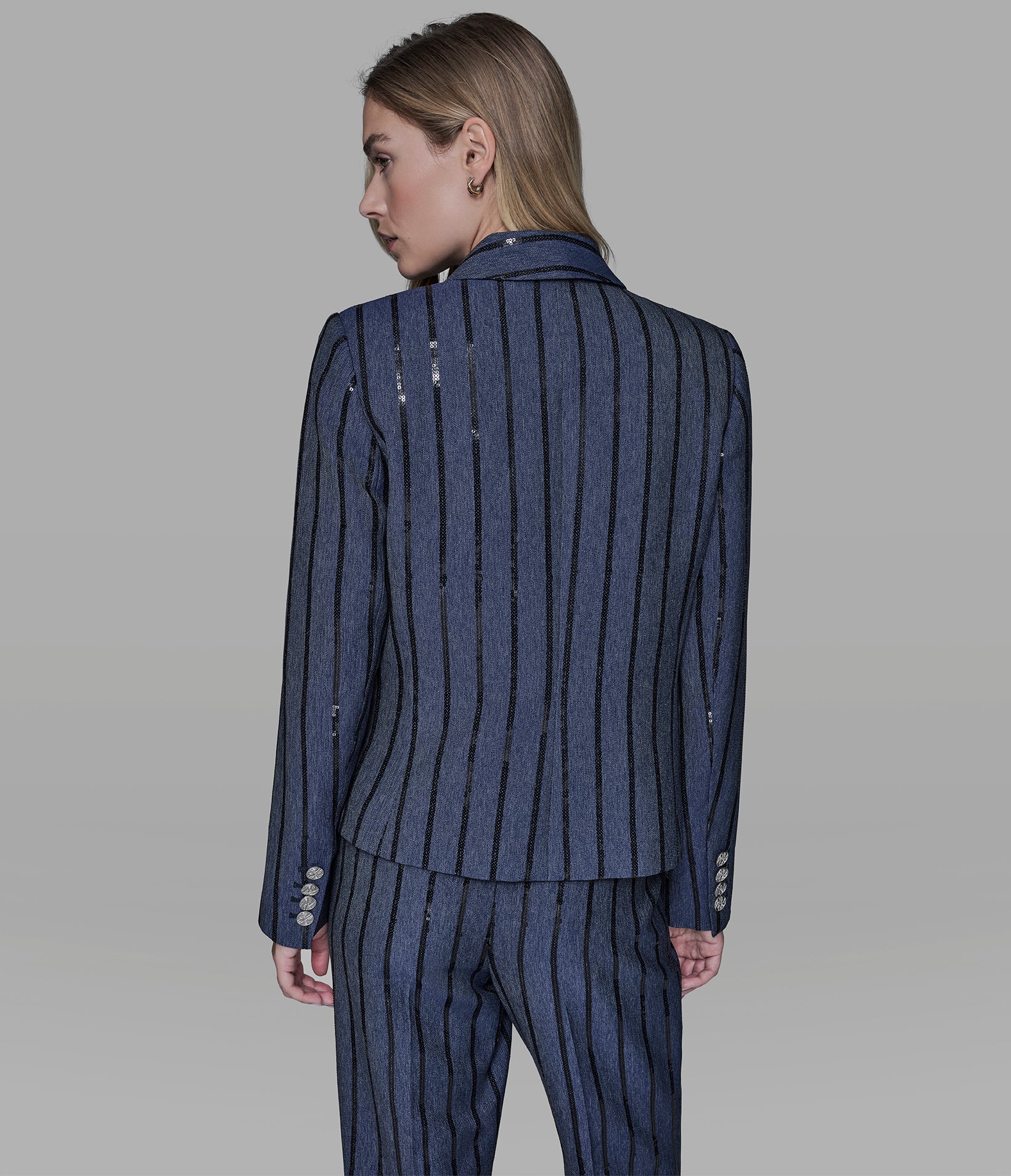 SEQUIN STRIPE DENIM BLAZER View 2 | Women's Denim