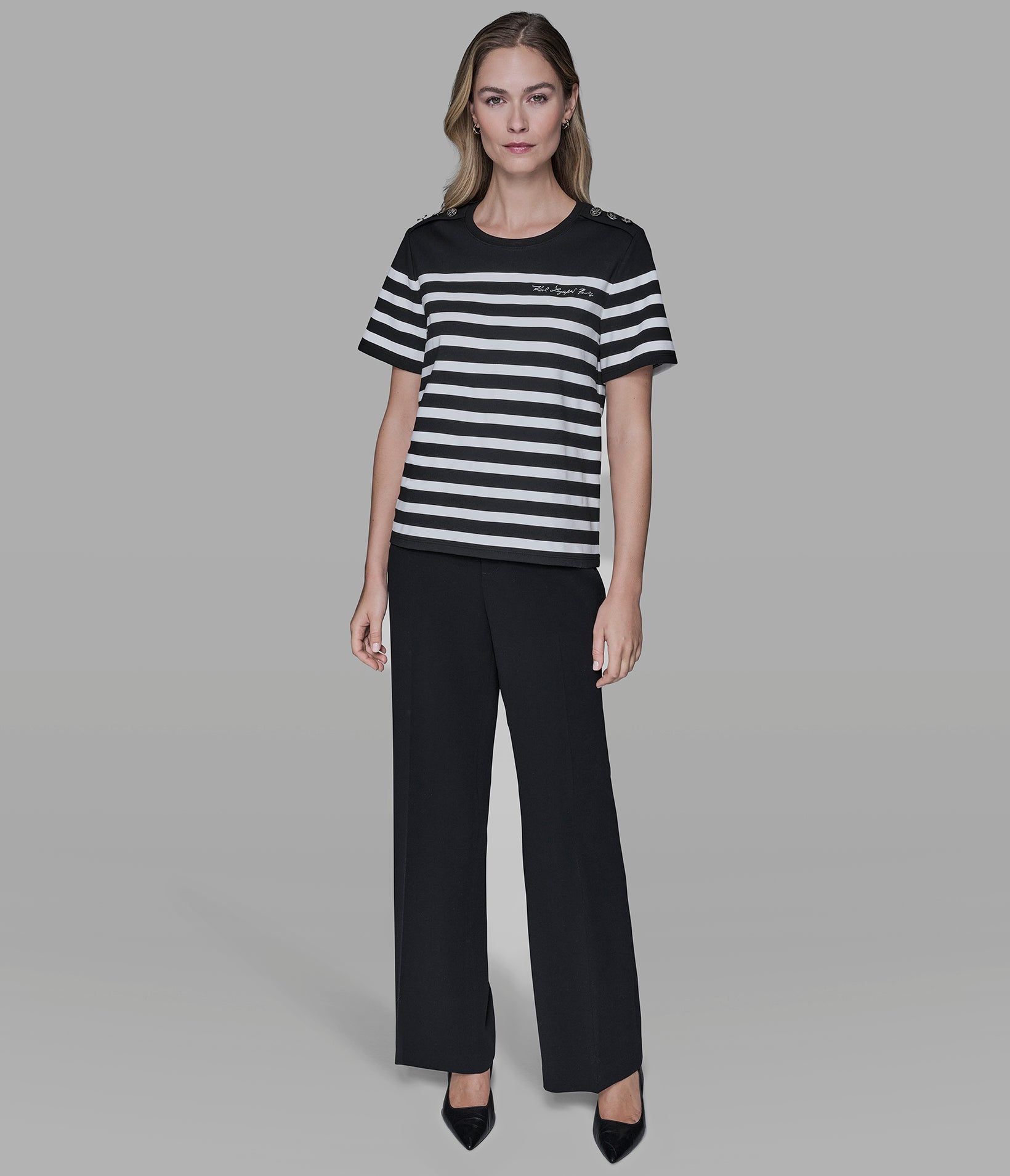 SHORT SLEEVE STRIPED KARL TEE VIEW 4 | New Arrivals