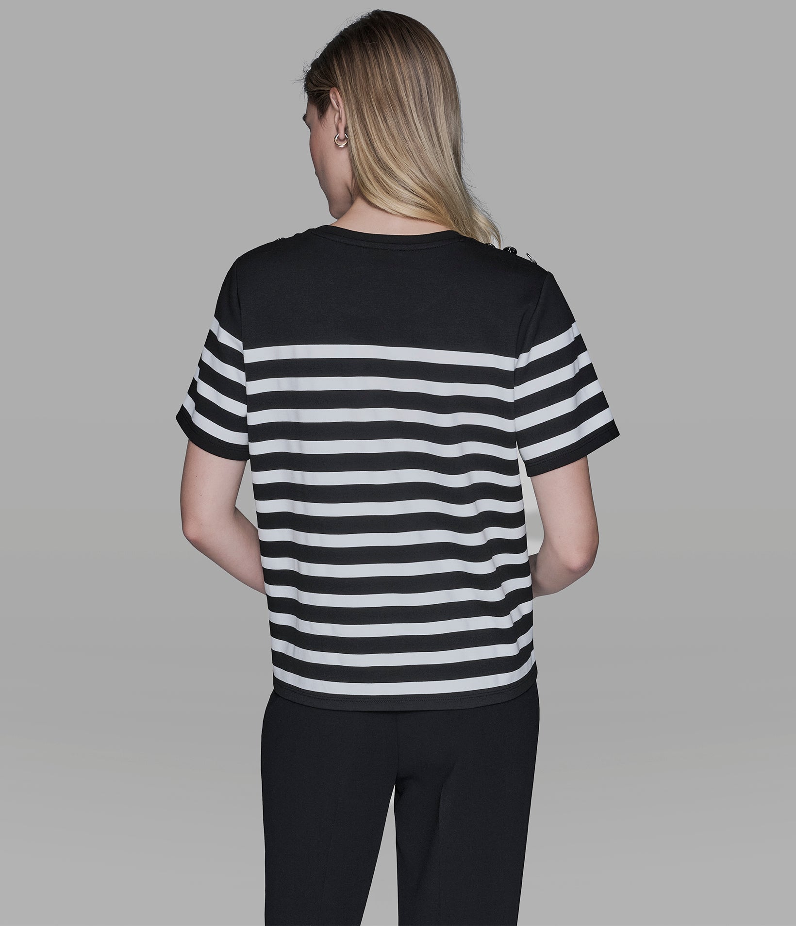 SHORT SLEEVE STRIPED KARL TEE View 2 | Women's Clothing Sale