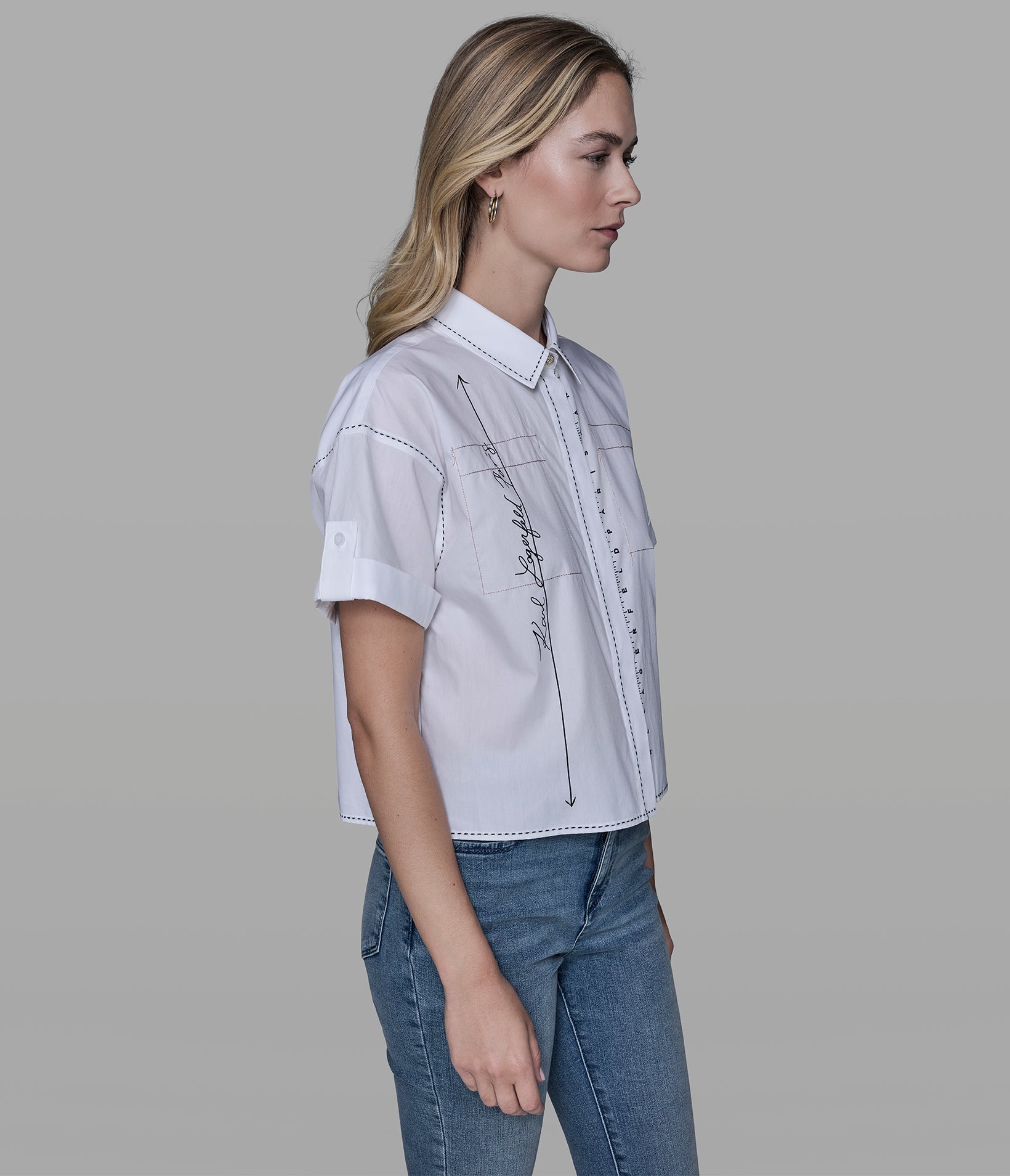 COTTON POPLIN STITCH BLOUSE VIEW 3