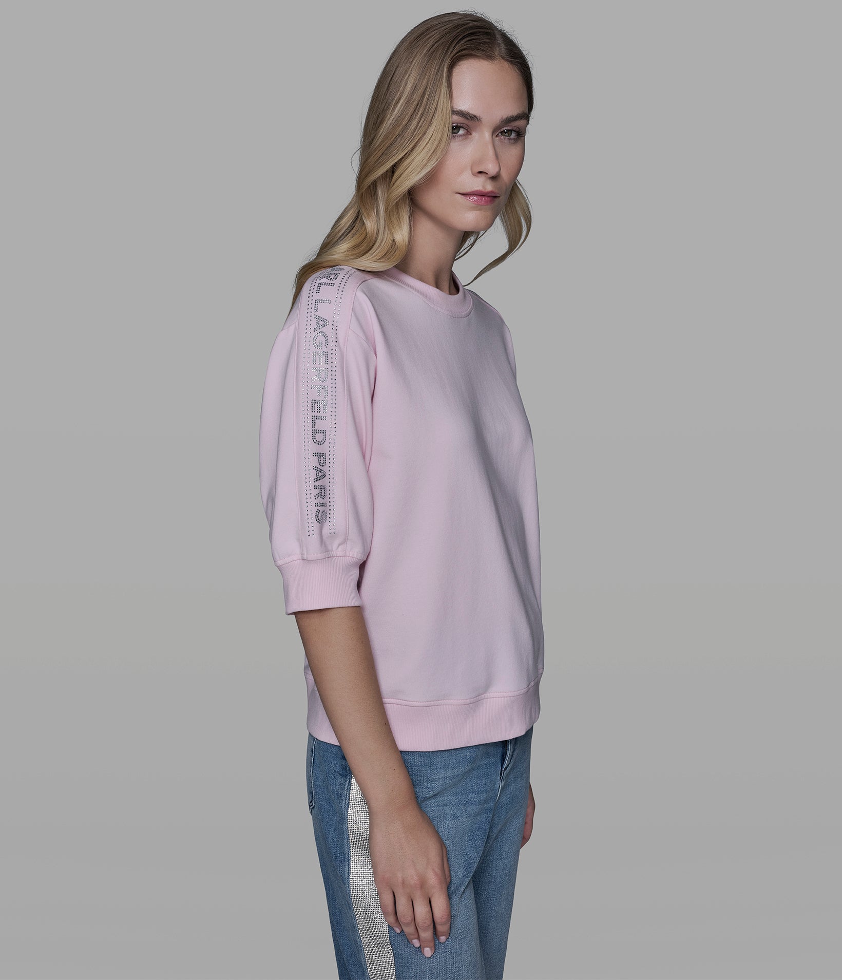 SPARKLE LOGO TAPE SPORT TOP VIEW 3 | Women's Clothing