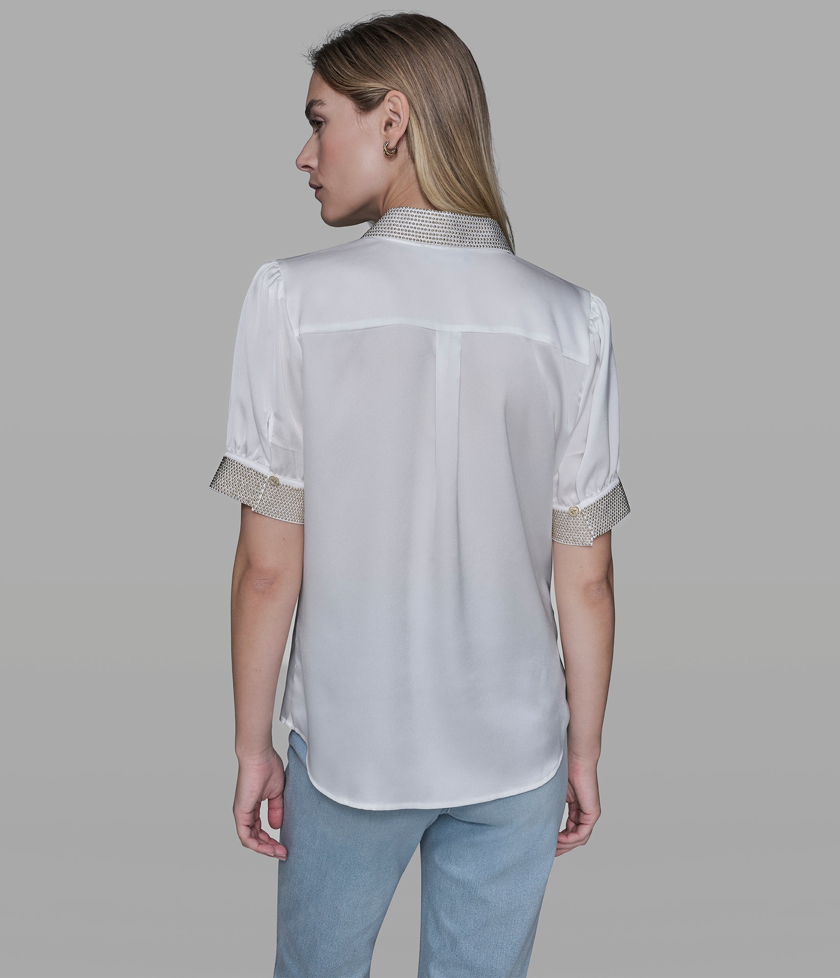BEADED TRIM BUTTON FRONT BLOUSE View 2 | Products