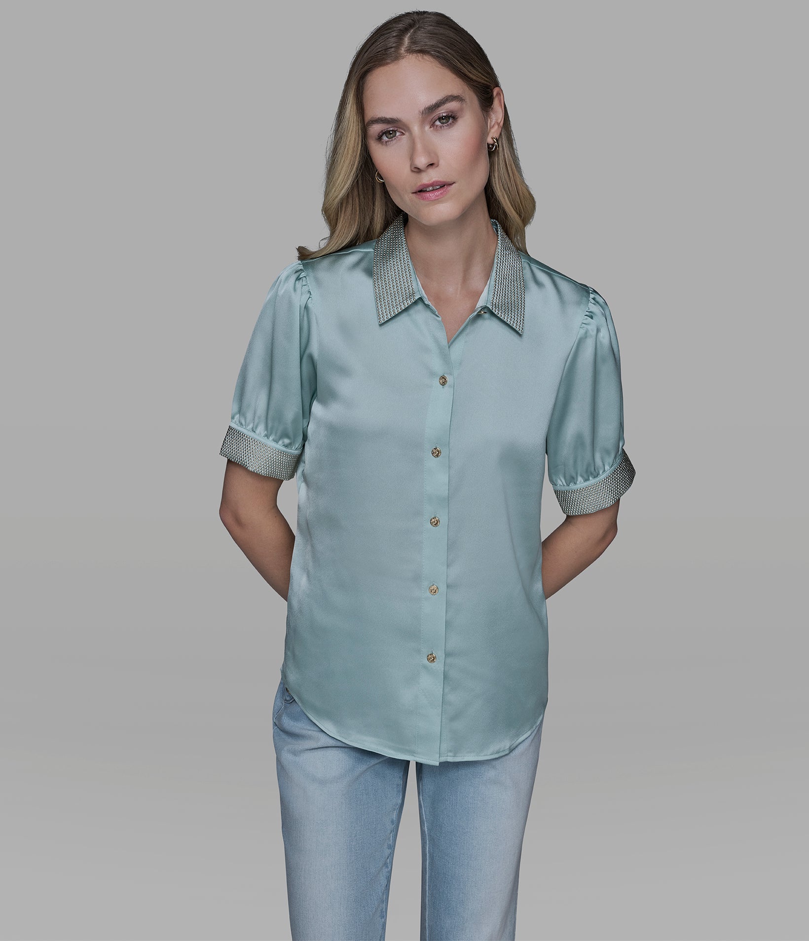 SATIN STUD SHIRT VIEW 1