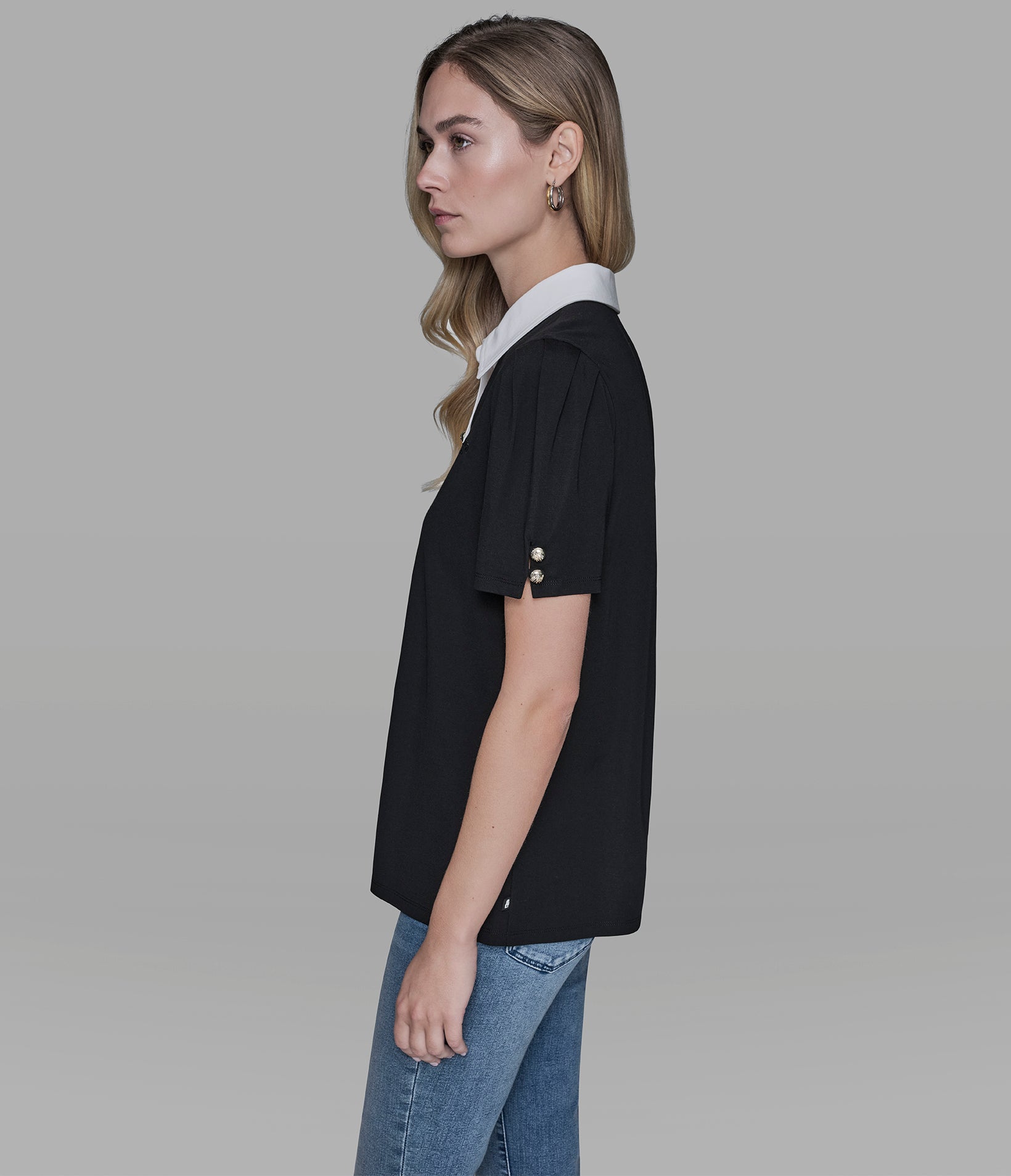 CONTRAST TRIM KNIT TOP VIEW 3 | Women's Tops & Sweaters