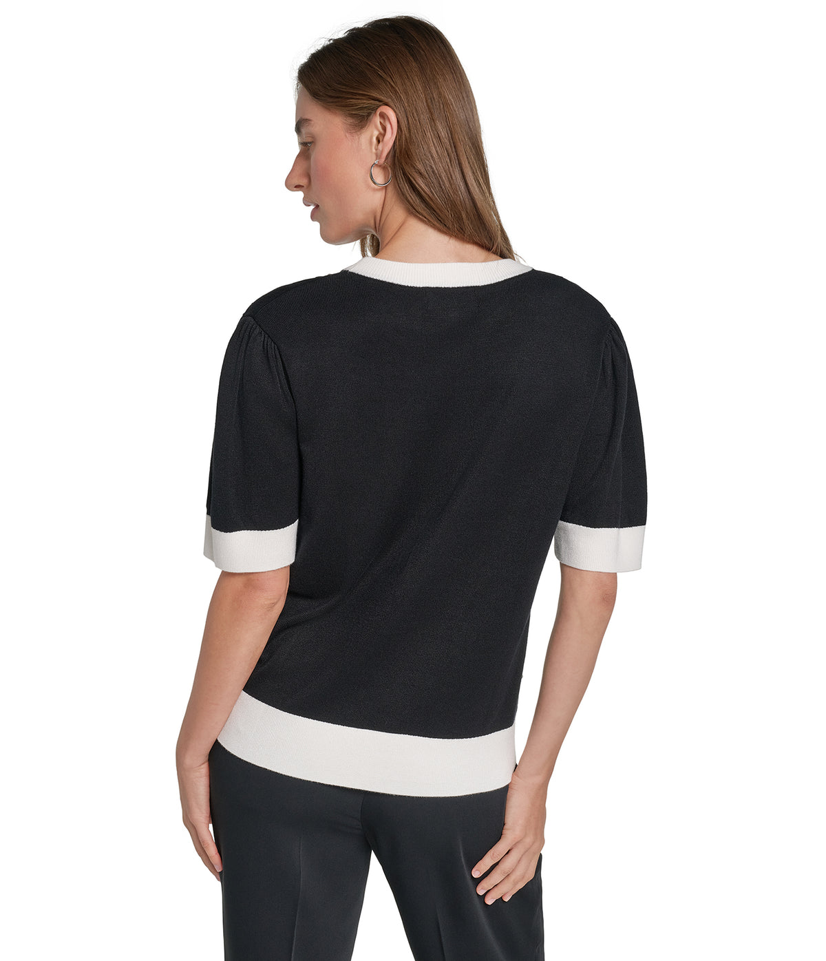 SHORT SLEEVE SWEATER WITH EMBOSSED PEARLS VIEW 2