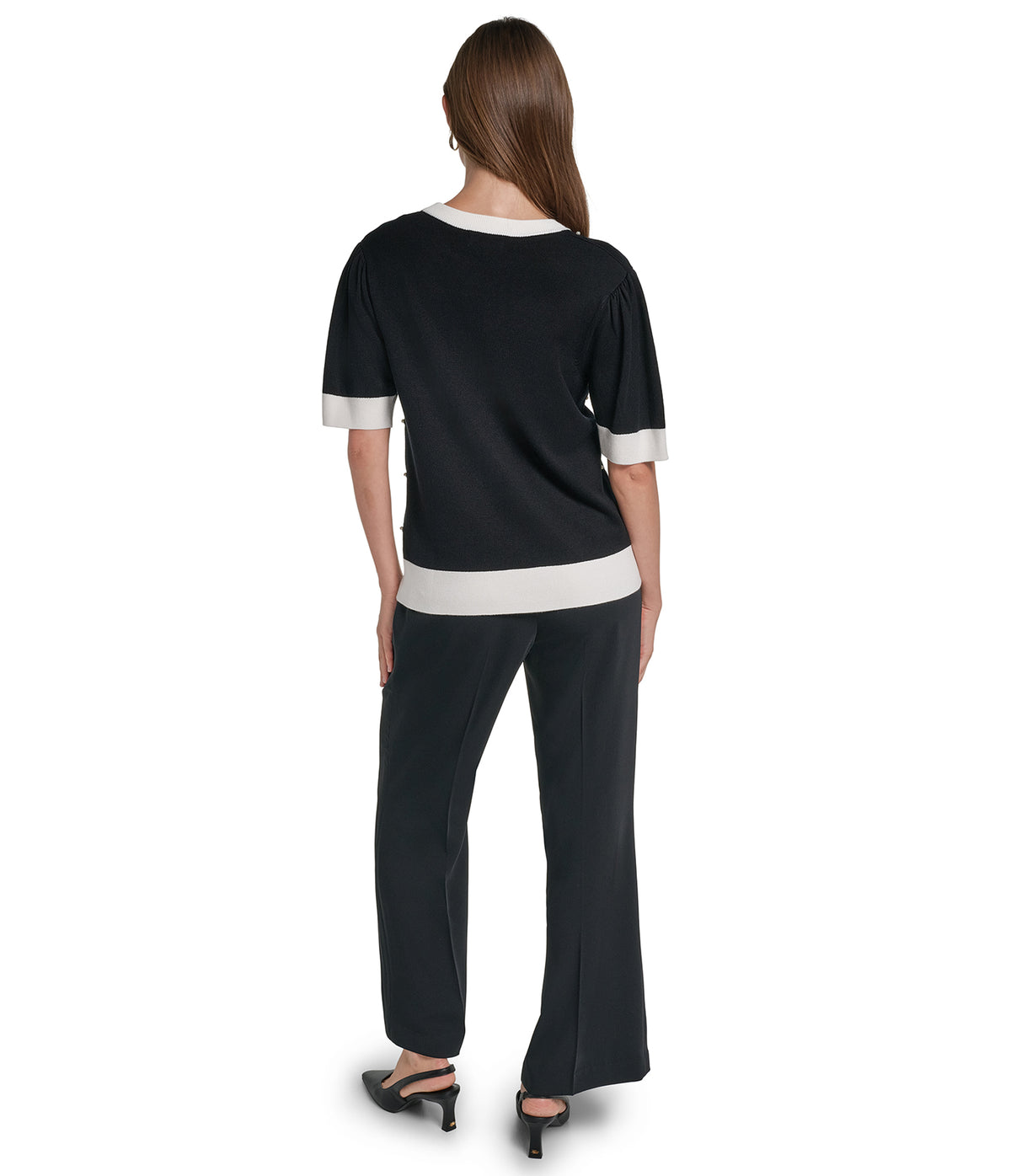 SHORT SLEEVE SWEATER WITH EMBOSSED PEARLS VIEW 5