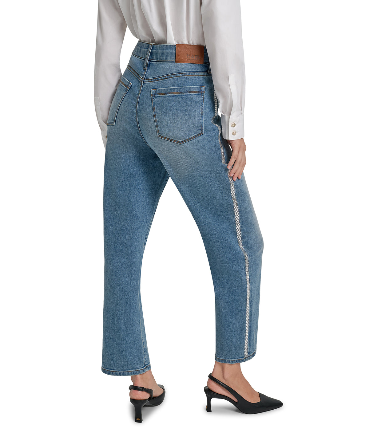 RHINESTONE TRIM DENIM VIEW 3