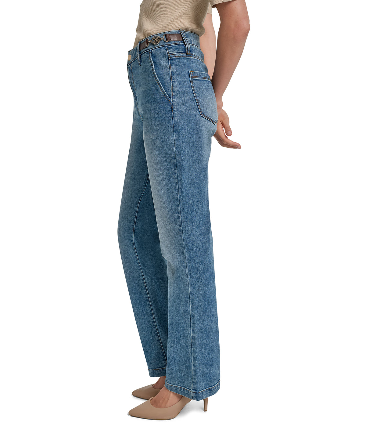 KL BELTED DENIM JEANS VIEW 4