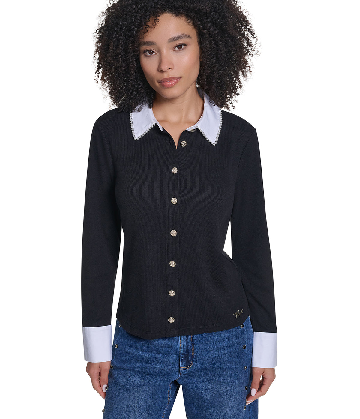 SHORT SLEEVE SCALLOPED HEM TOP VIEW 1