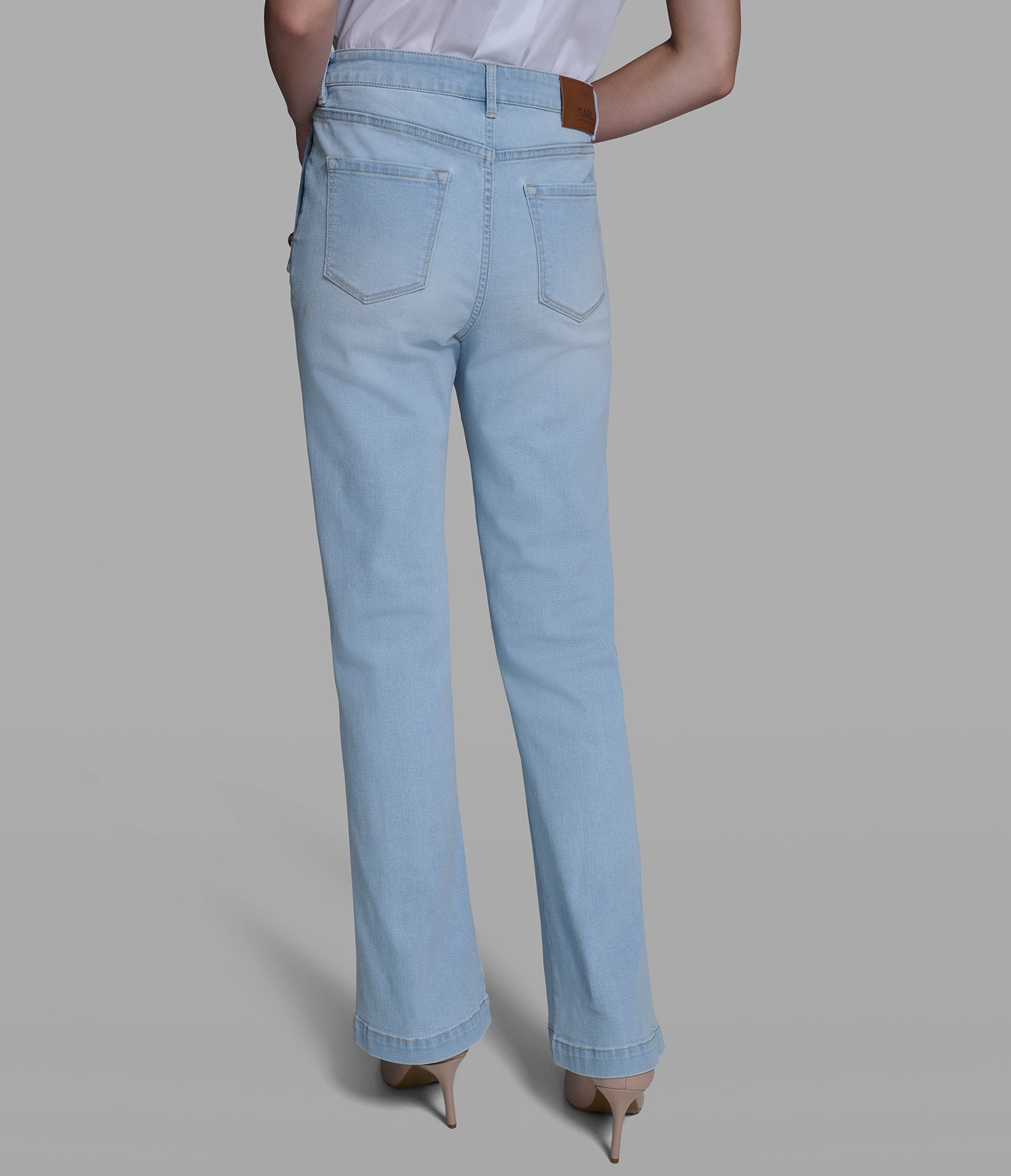 Mid Rise Cotton Blend Sailor Pocket Flare Jean | Denim | Karl