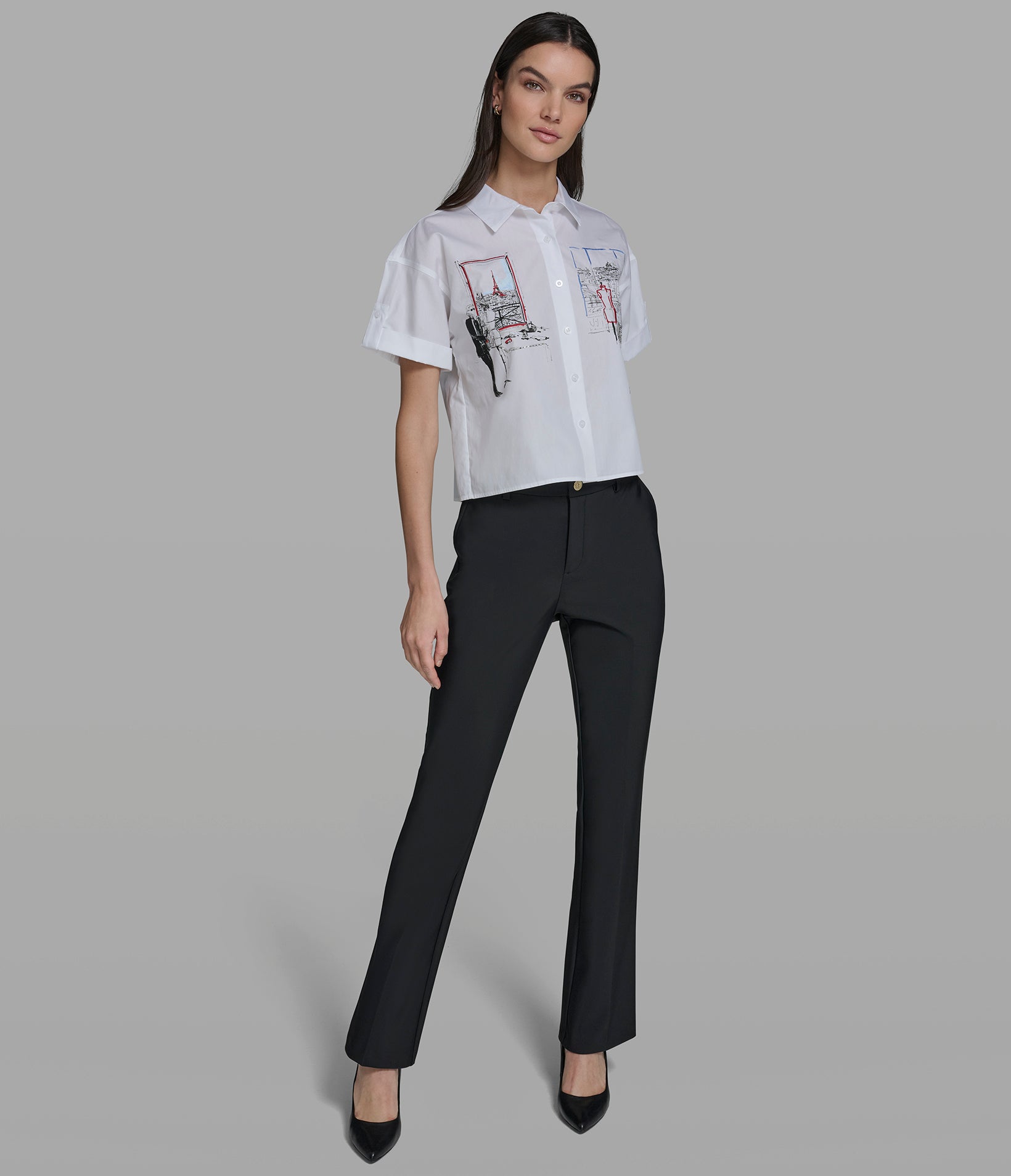 KARL SKETCH POPLIN SHIRT VIEW 4 | New Women's Clothing