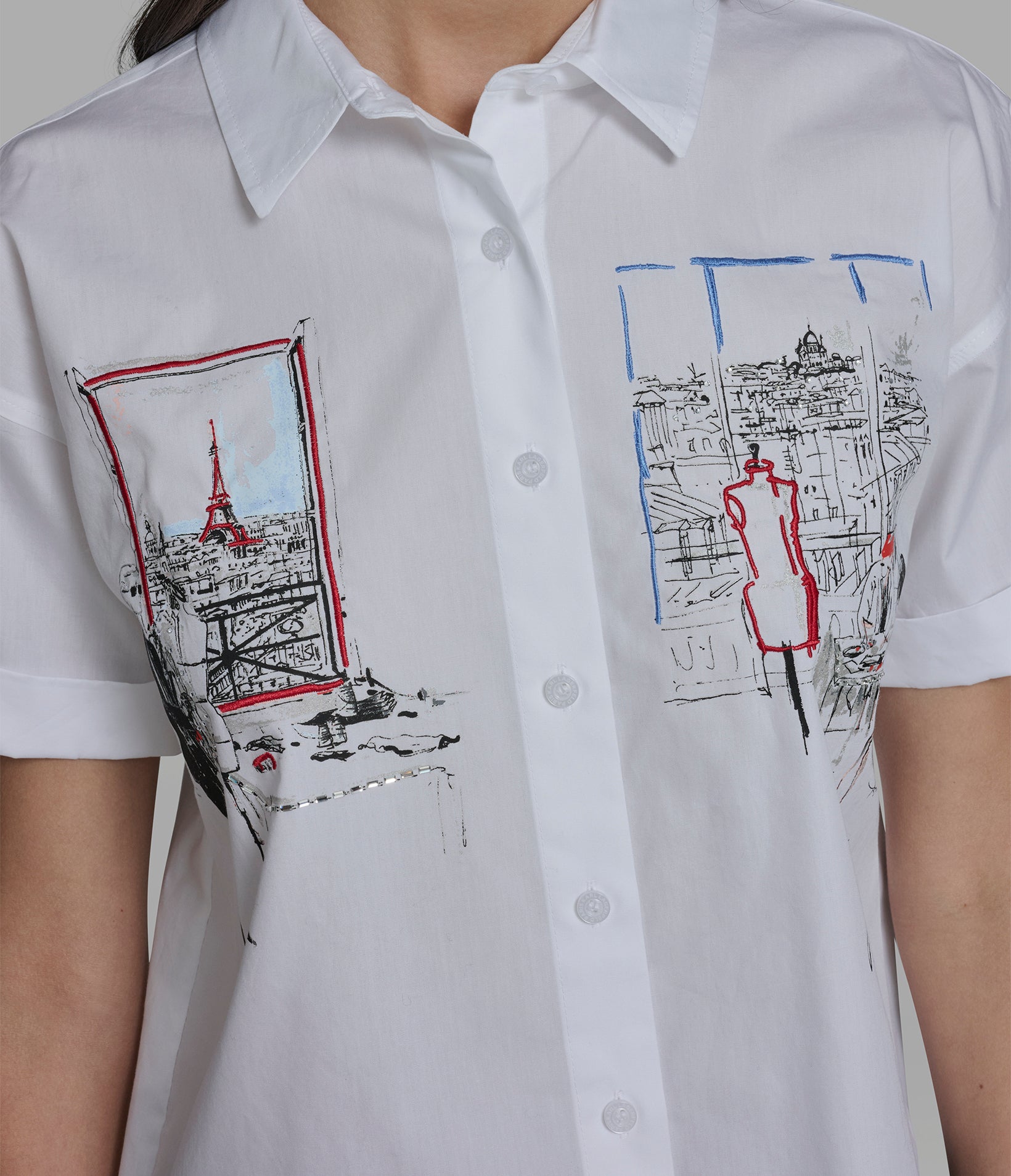 KARL SKETCH POPLIN SHIRT VIEW 6 | New Women's Clothing