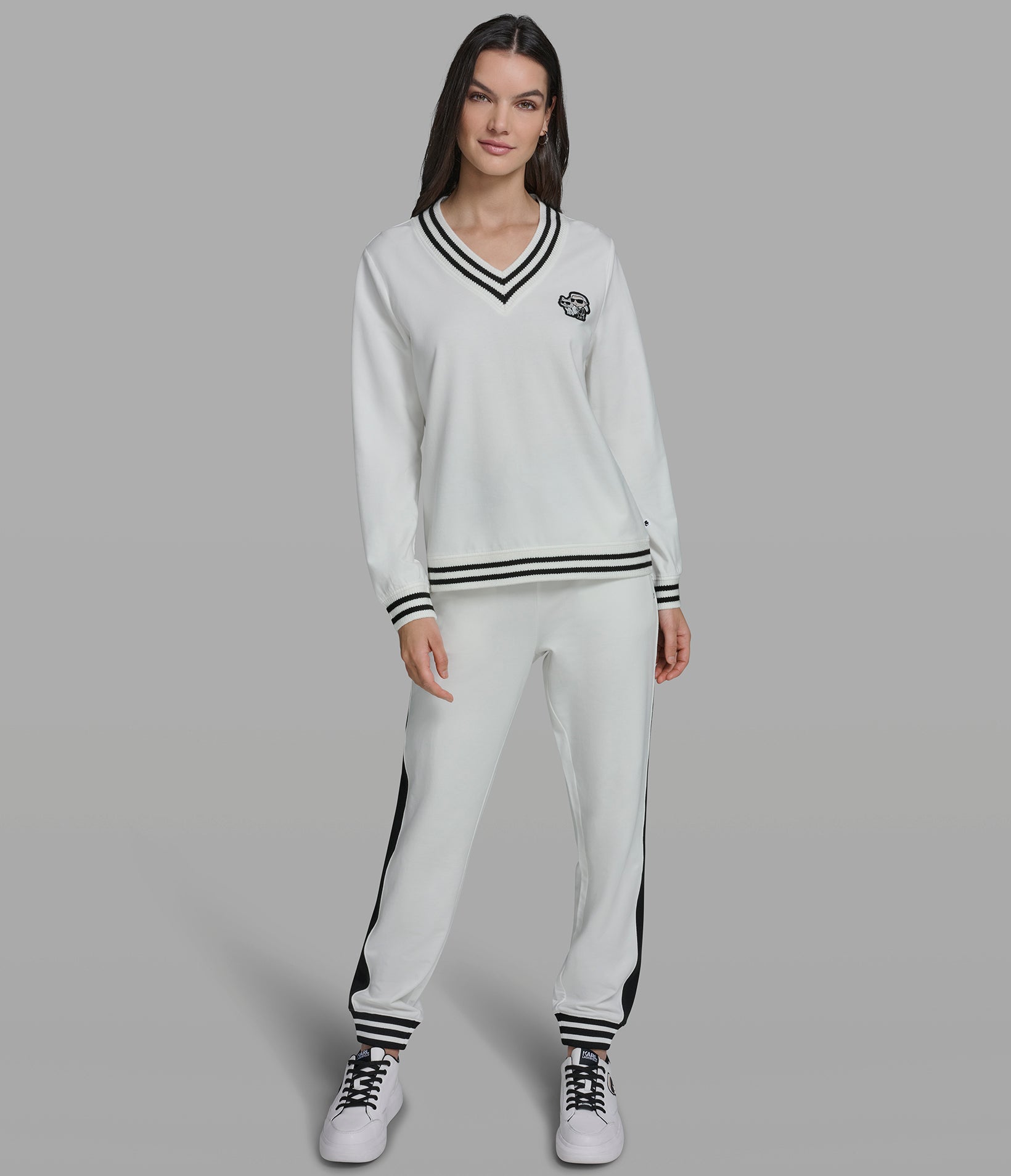 VARSITY PATCH V-NECK SWEATSHIRT VIEW 4