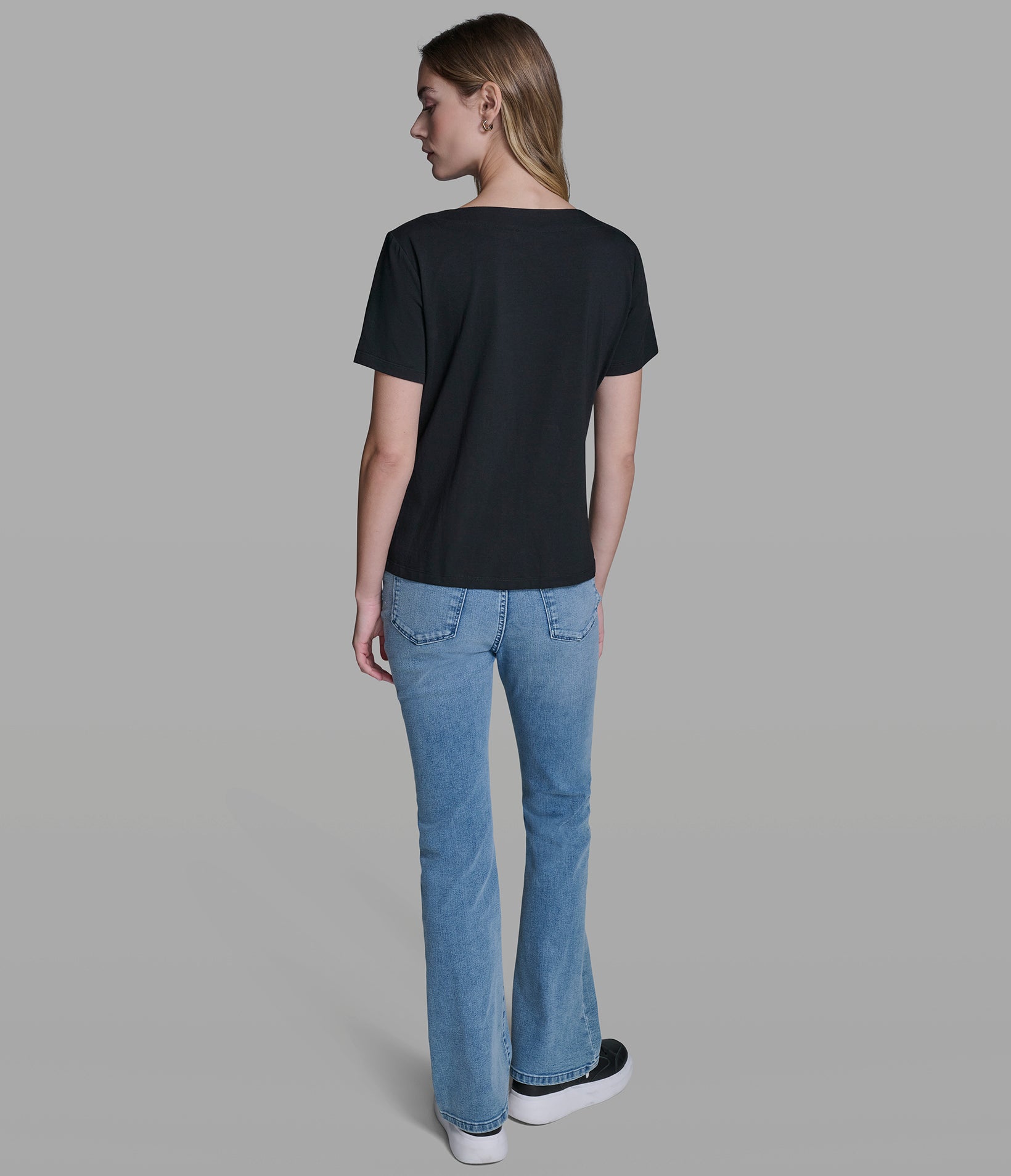 Cotton And Modal Pearl Stripe Tee | Tees & Tanks | Karl Lagerfeld