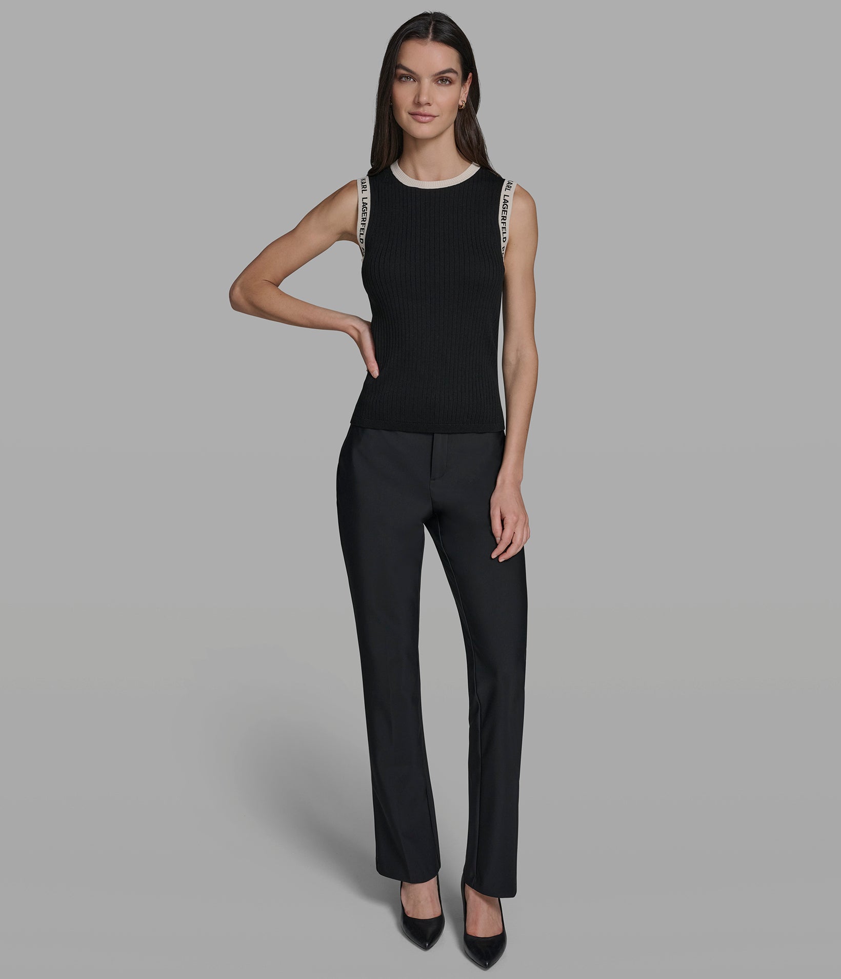 Sweater Tank With Logo Trim Detail | Sweaters & Tops | Karl