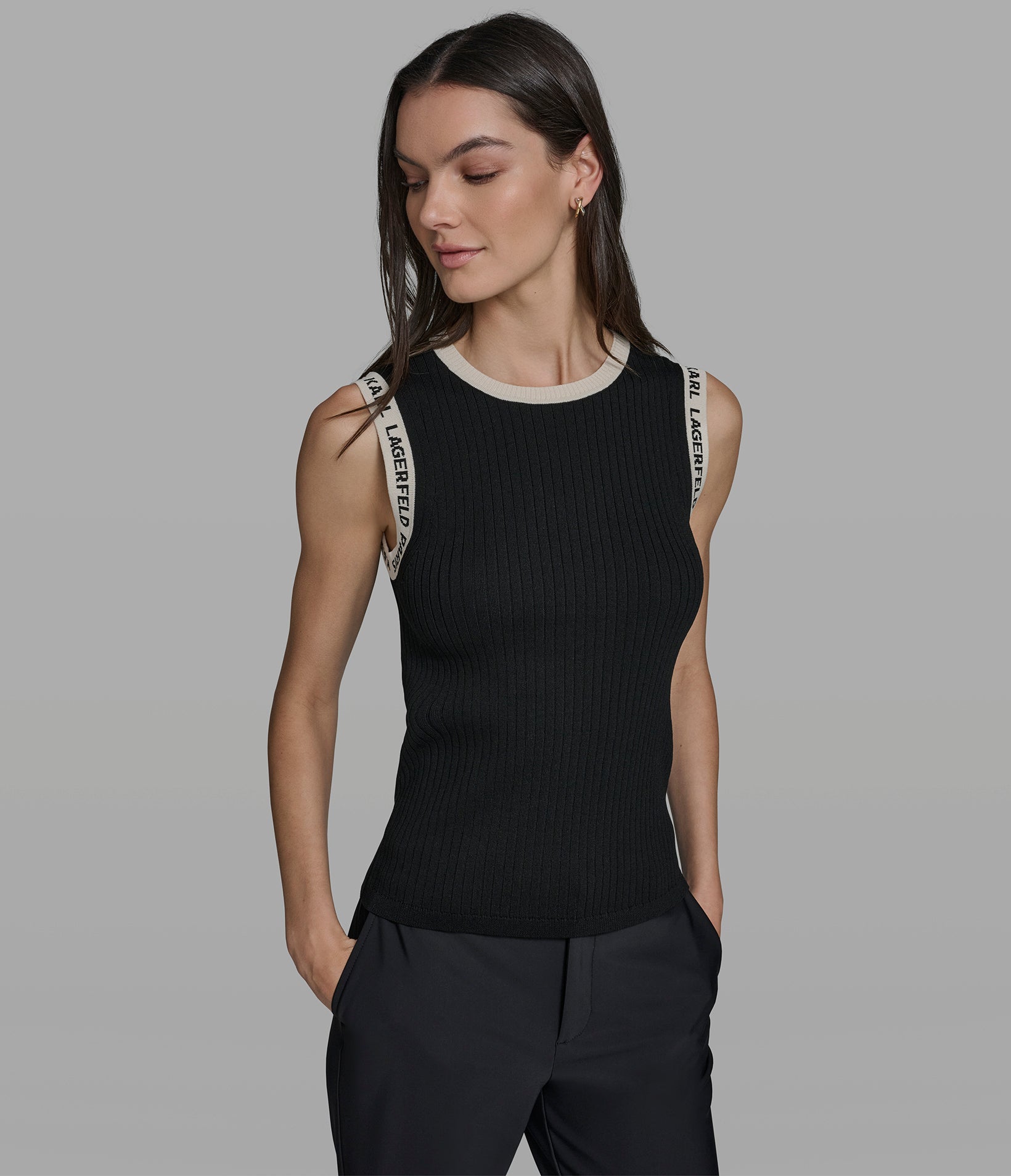 Sweater Tank With Logo Trim Detail | Sweaters & Tops | Karl