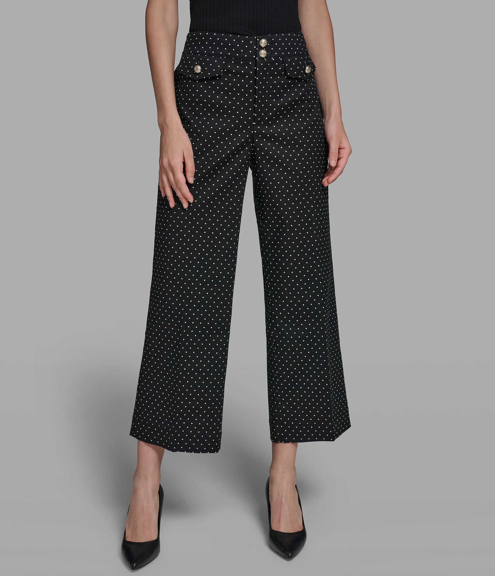 COTTON TWILL POLKA DOT WIDE LEG PANT VIEW 4 | New Arrivals