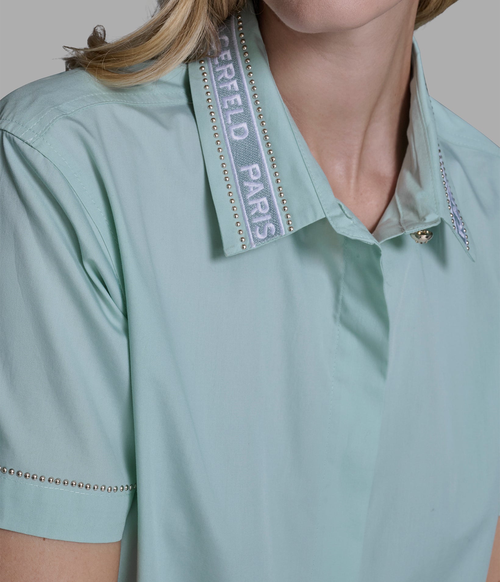 SHORT SLEEVE POPLIN SHIRT WITH EMBELLISHED TRIM VIEW 6 | New Arrivals