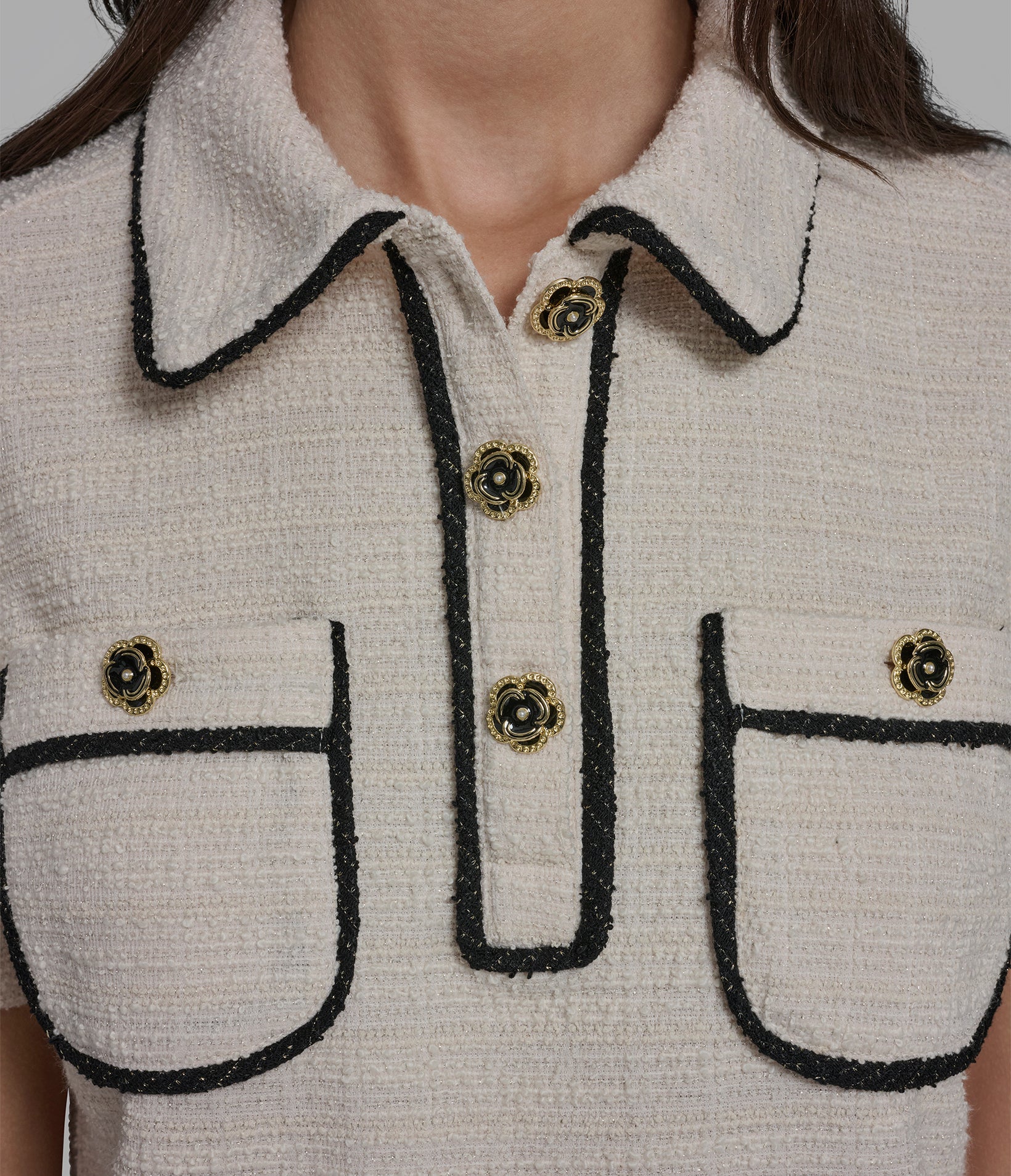 KNIT TWEED POLO VIEW 8 | Women's Tops & Sweaters