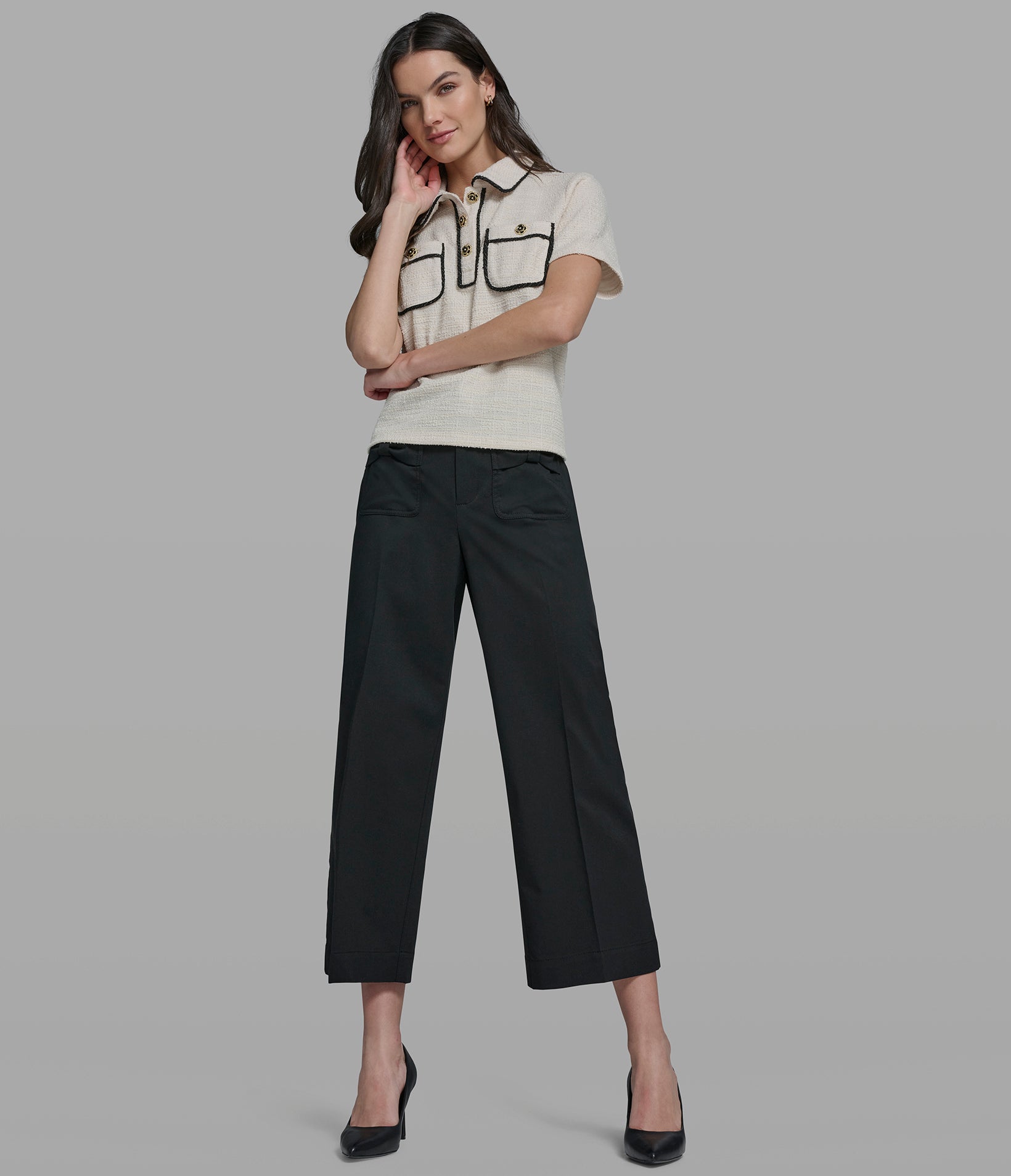 KNIT TWEED POLO VIEW 6 | Women's Tops & Sweaters