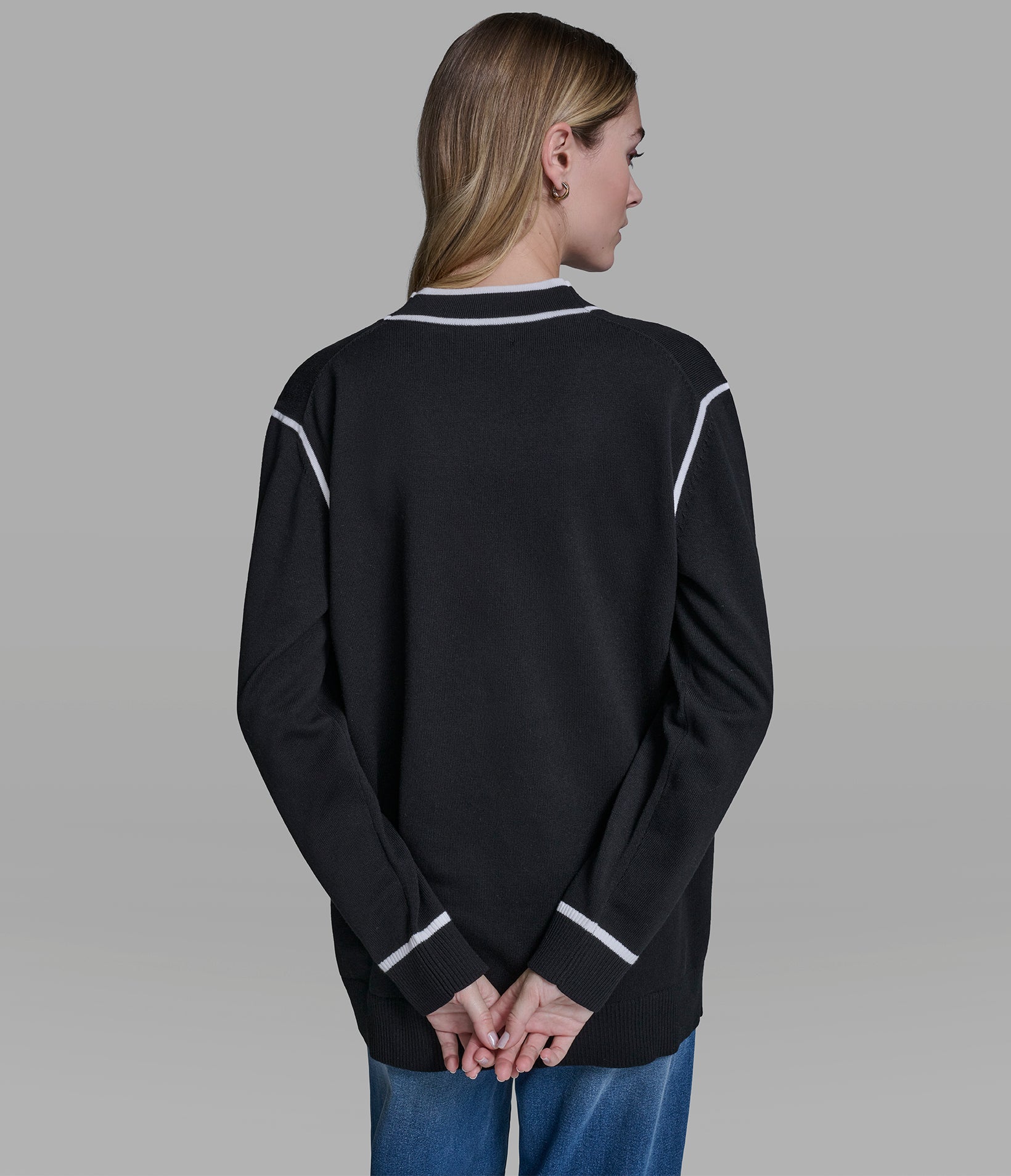 LONG SLEEVE VARSITY PATCH CARDIGAN View 2 | New Women's Clothing