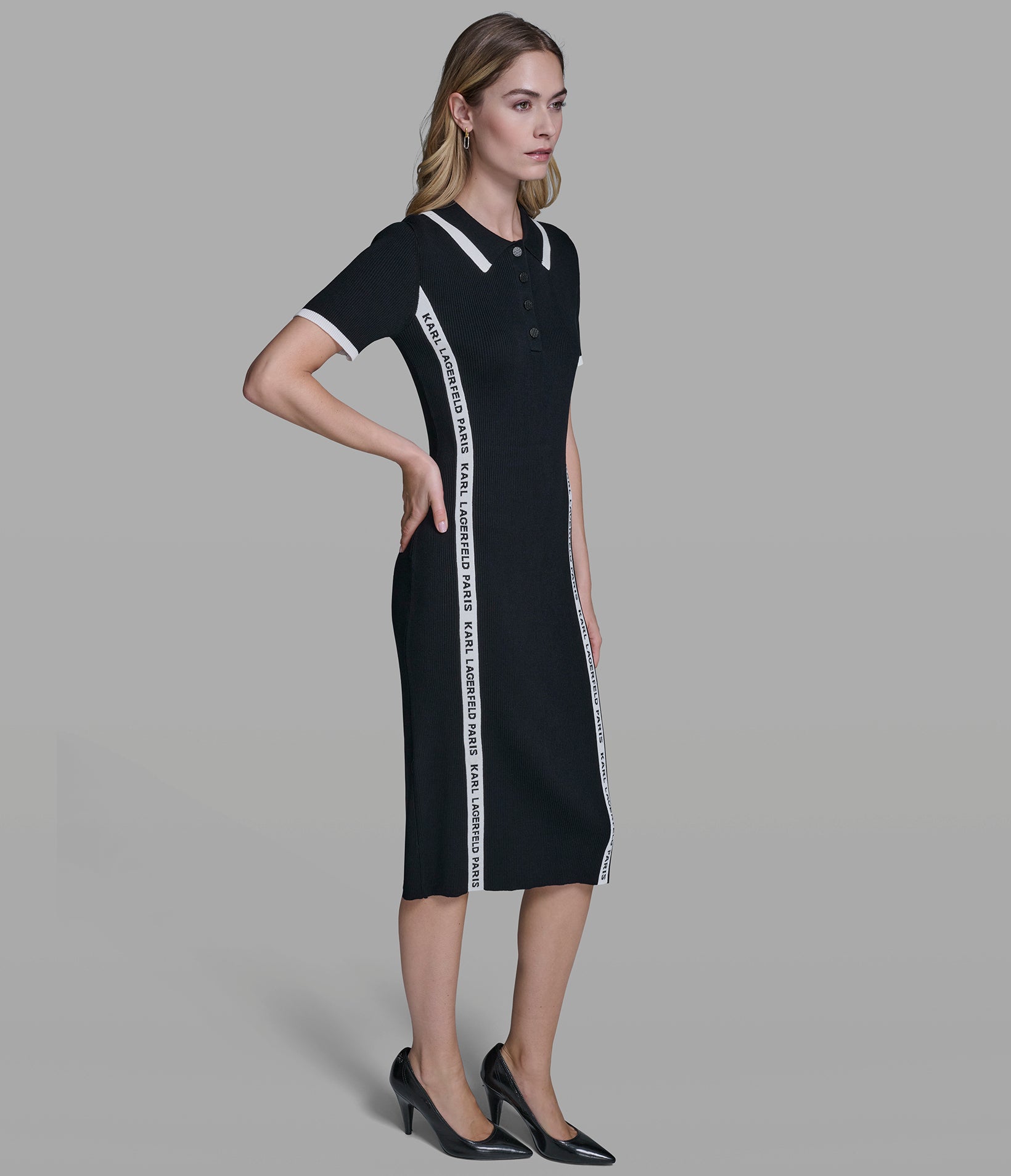 KARL LOGO TRIM SWEATER DRESS VIEW 4 | Women's Clothing