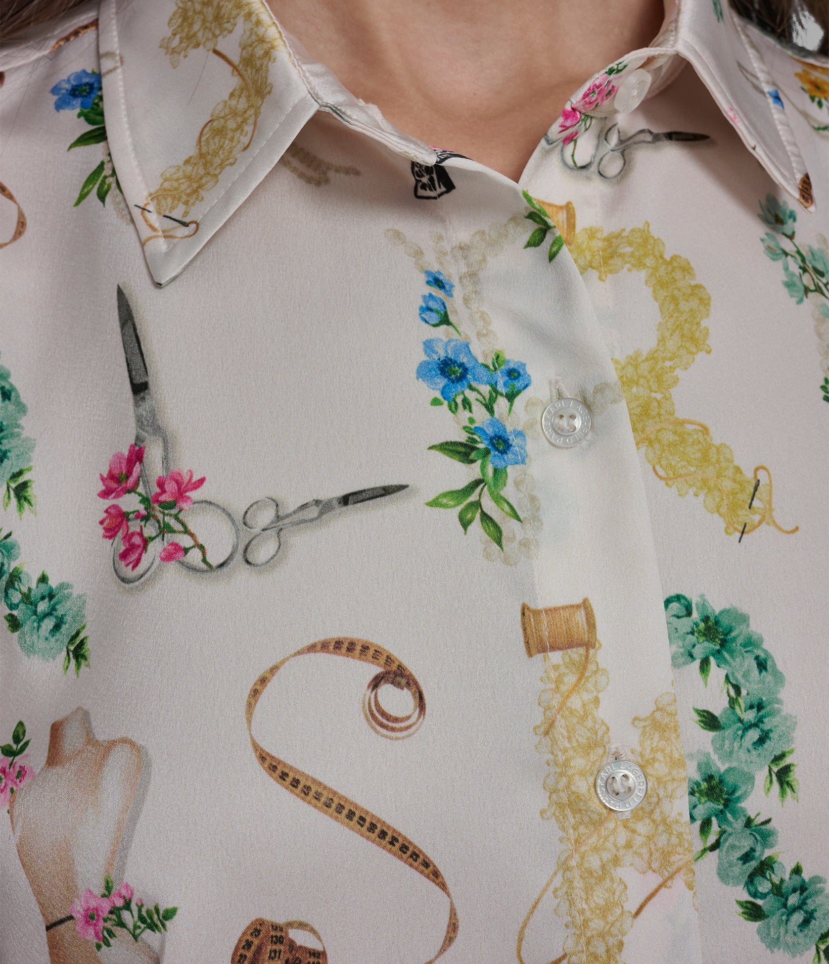 Satin Logo Shirt | Sweaters & Tops | Karl Lagerfeld Paris