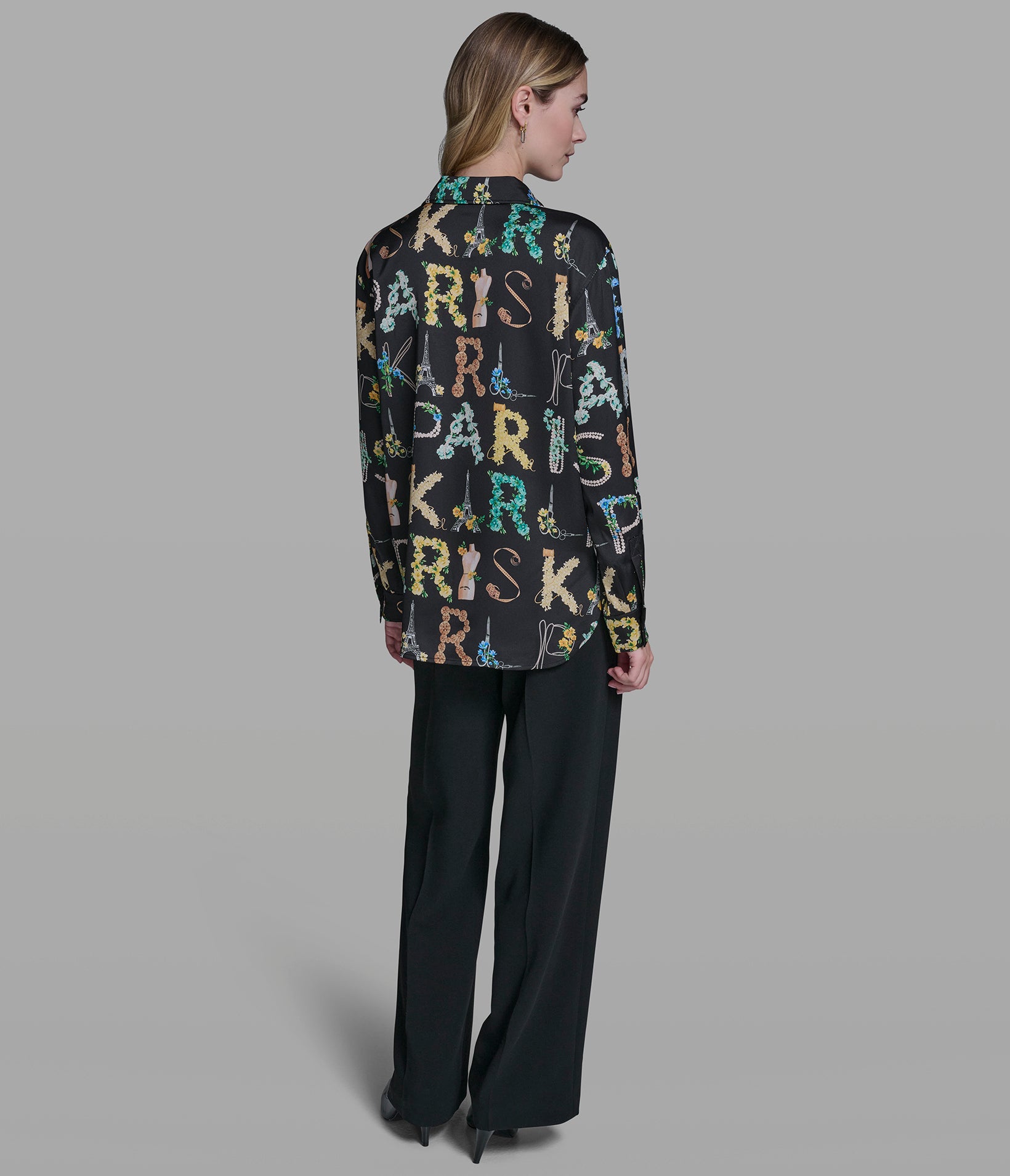 Satin Logo Shirt | Sweaters & Tops | Karl Lagerfeld Paris