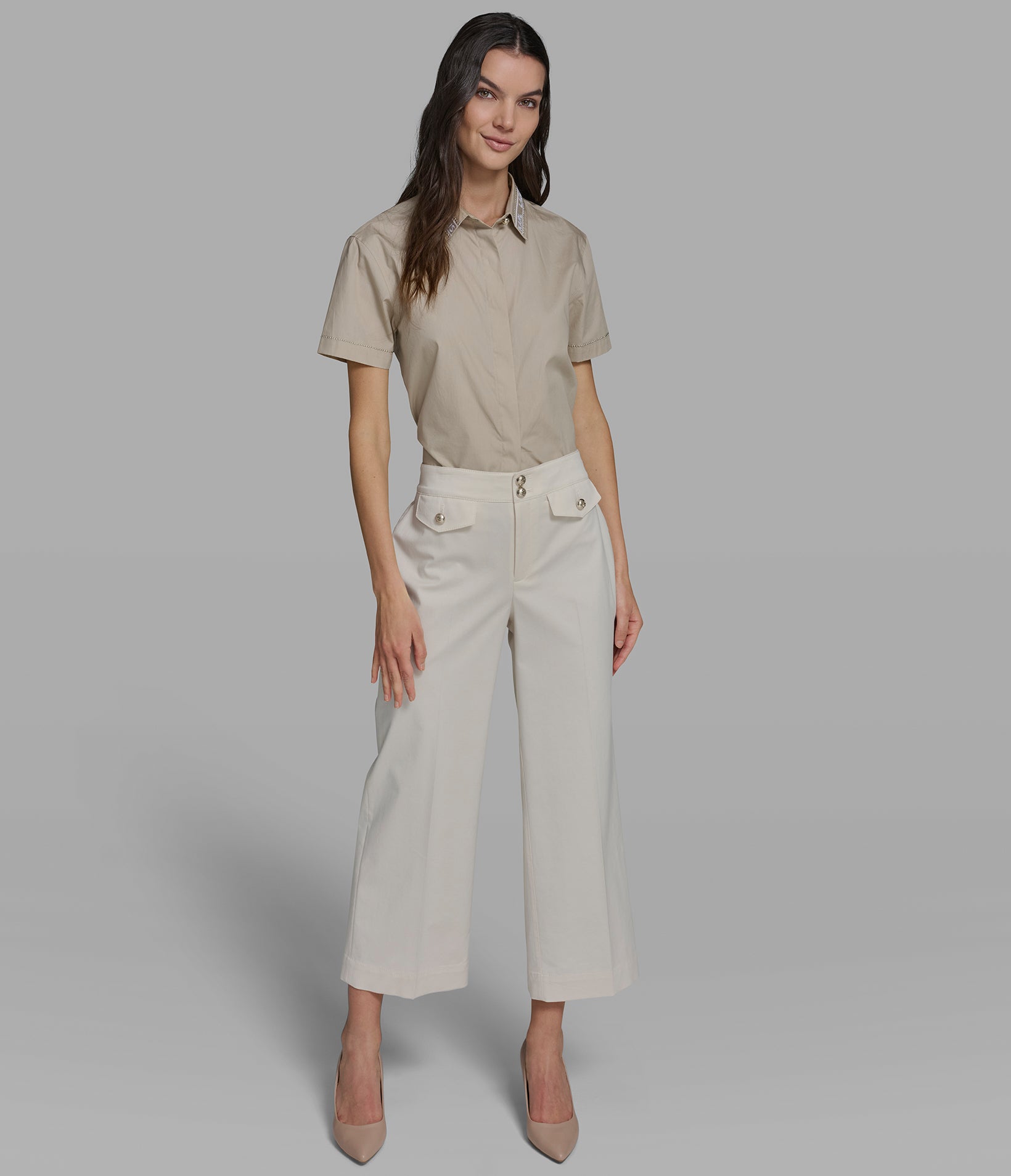 COTTON TWILL WIDE LEG PANT VIEW 3