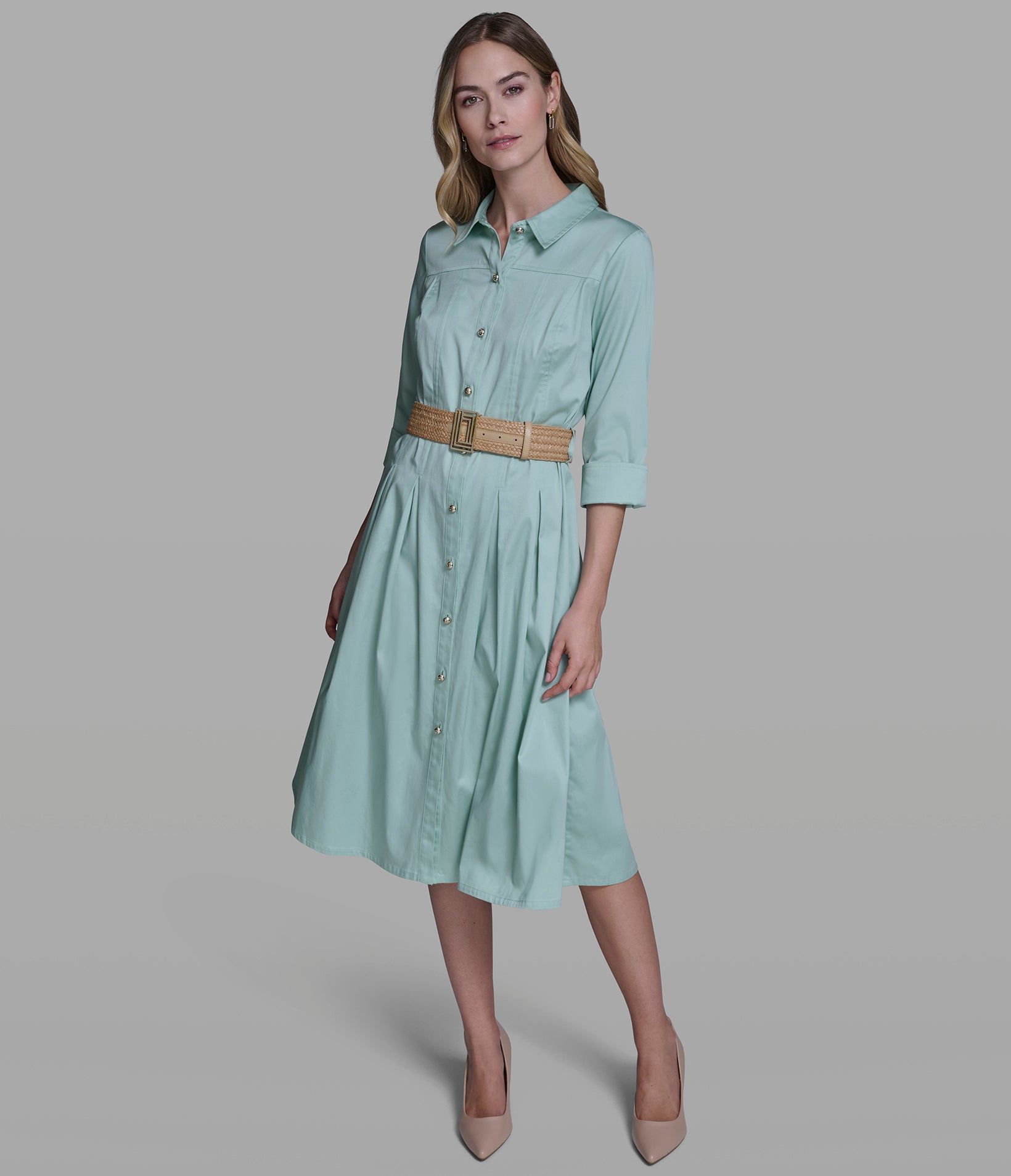 MIDI SHIRT DRESS WITH BELT VIEW 4 | New Arrivals