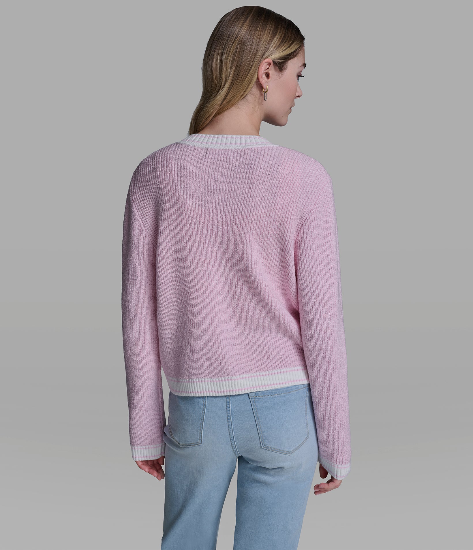 TEXTURED CONTRAST TRIM CARDIGAN View 2 | New Arrivals