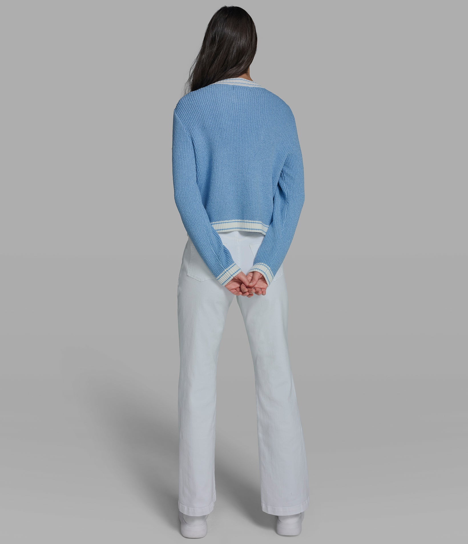 TEXTURED CONTRAST TRIM CARDIGAN VIEW 5 | New Arrivals