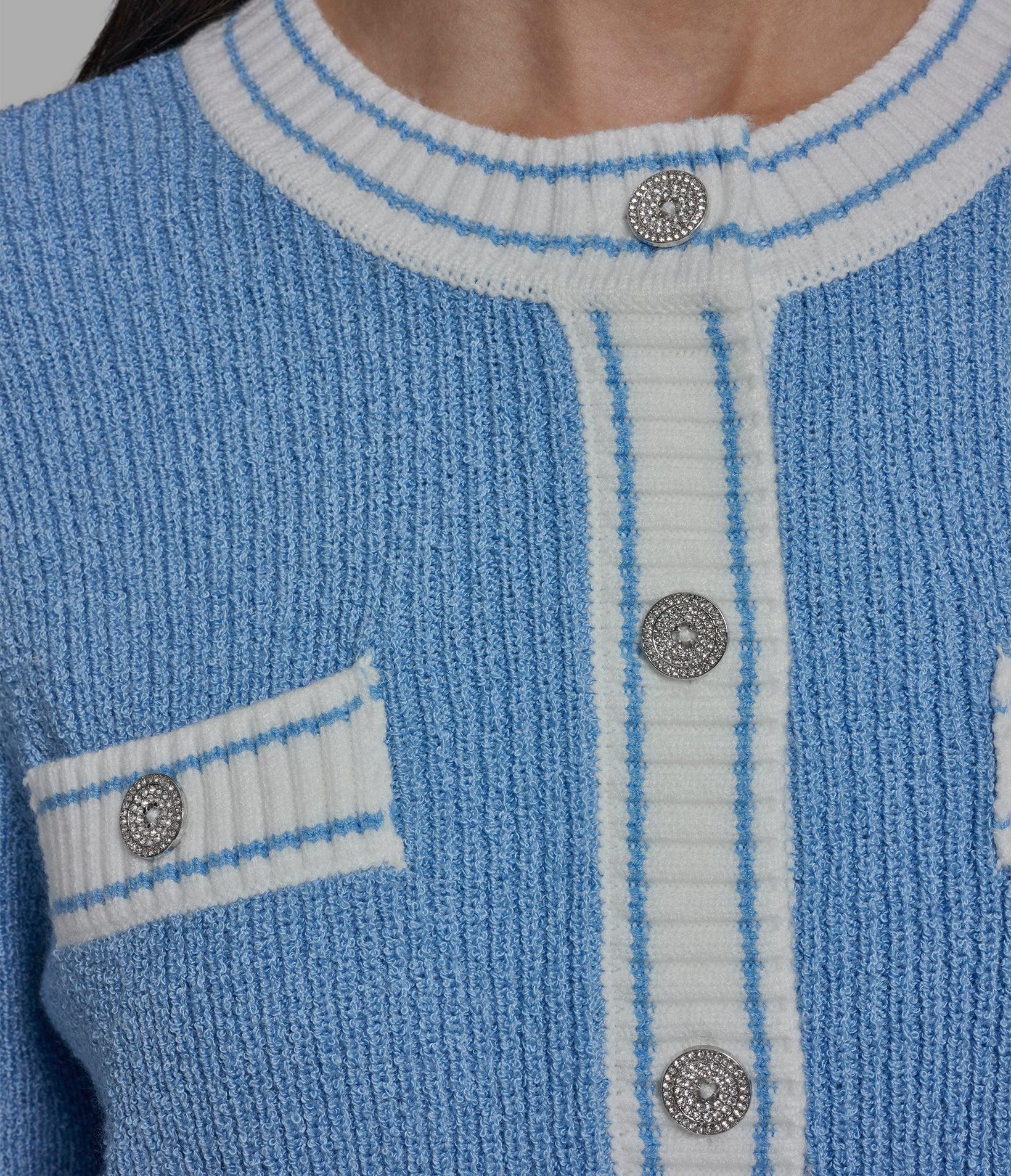 TEXTURED CONTRAST TRIM CARDIGAN VIEW 6 | New Arrivals