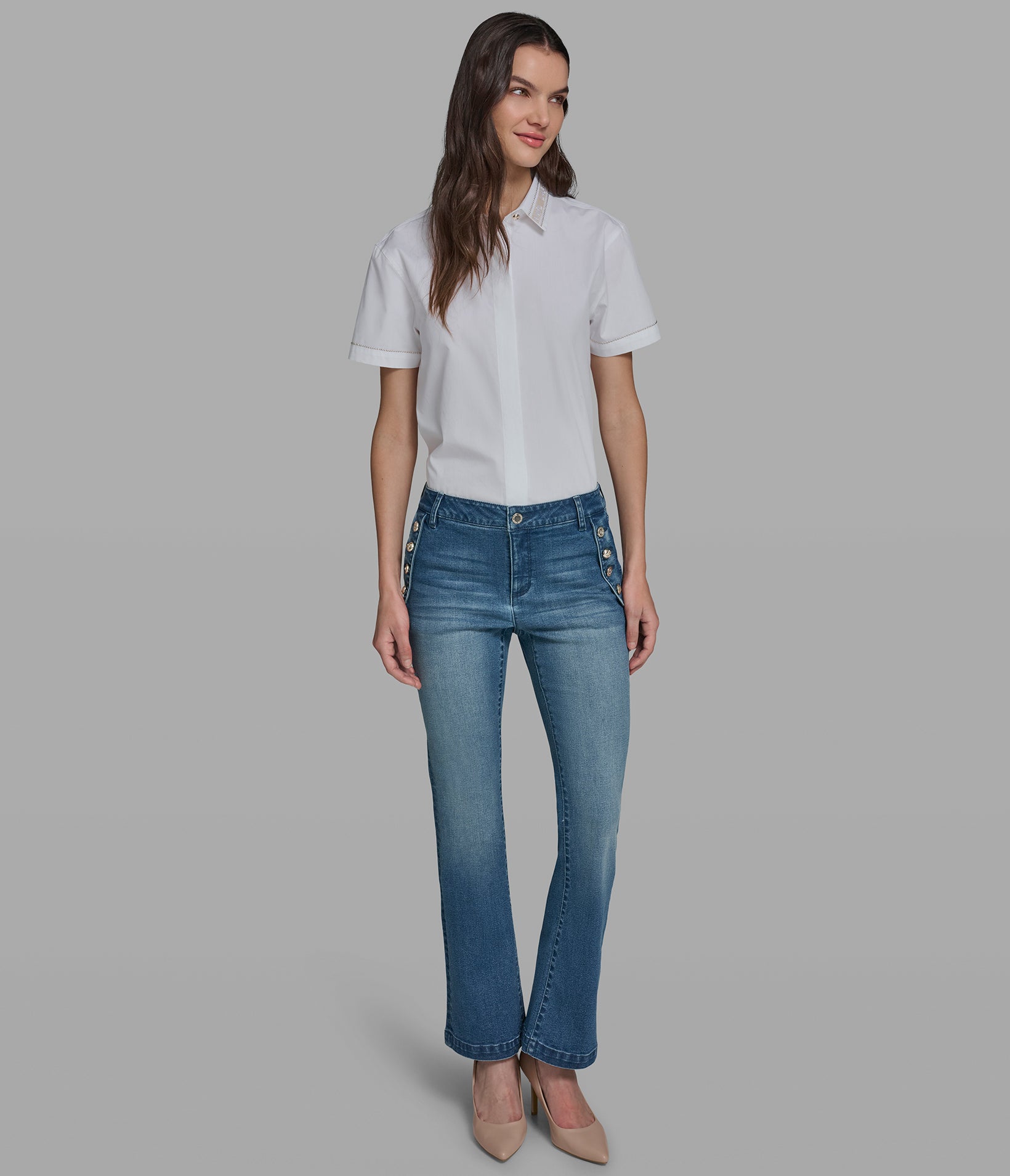 BUTTON POCKET DENIM JEANS VIEW 4 | Women's Denim