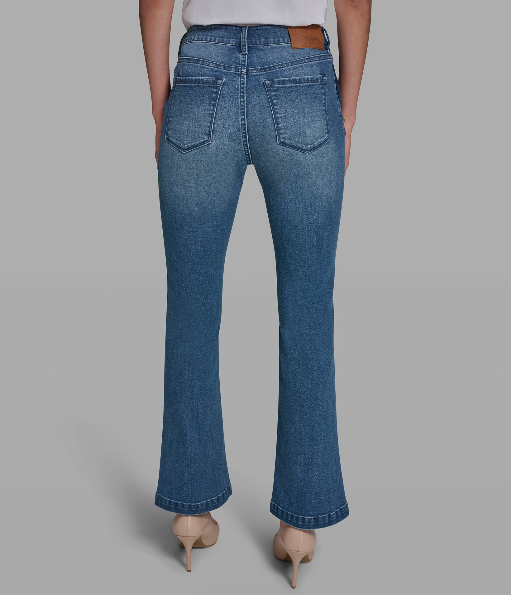 Mid Rise Cotton Blend Sailor Pocket Flare Jean | Denim | Karl