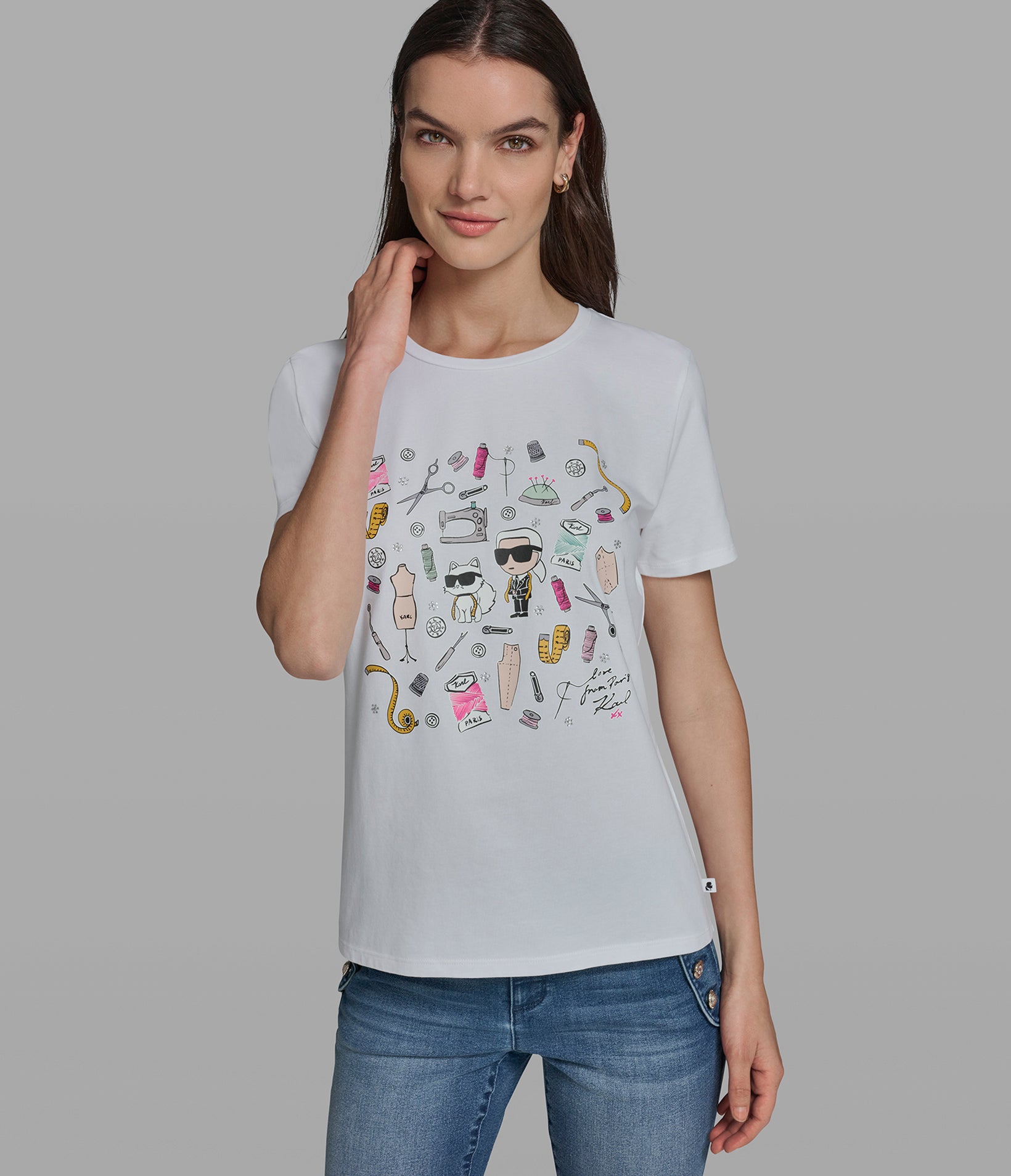 Cotton Jersey Karl Et Choupette Whimsy Tee | Tees & Tanks | Karl