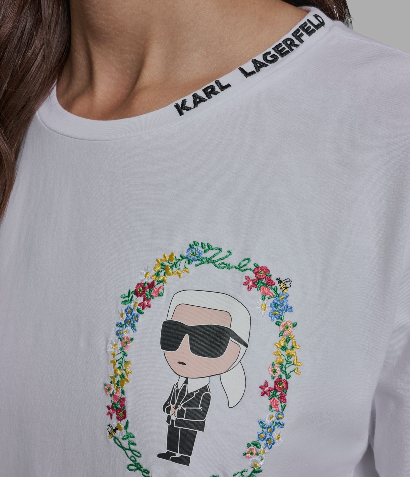 Cropped Cotton Jersey Karl Floral Tee | Tees & Tanks | Karl