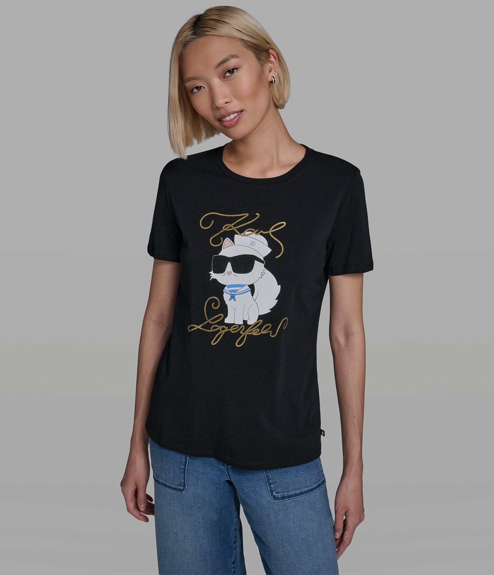 Cotton Jersey Choupette Sailor Tee | Tees & Tanks | Karl Lagerfeld