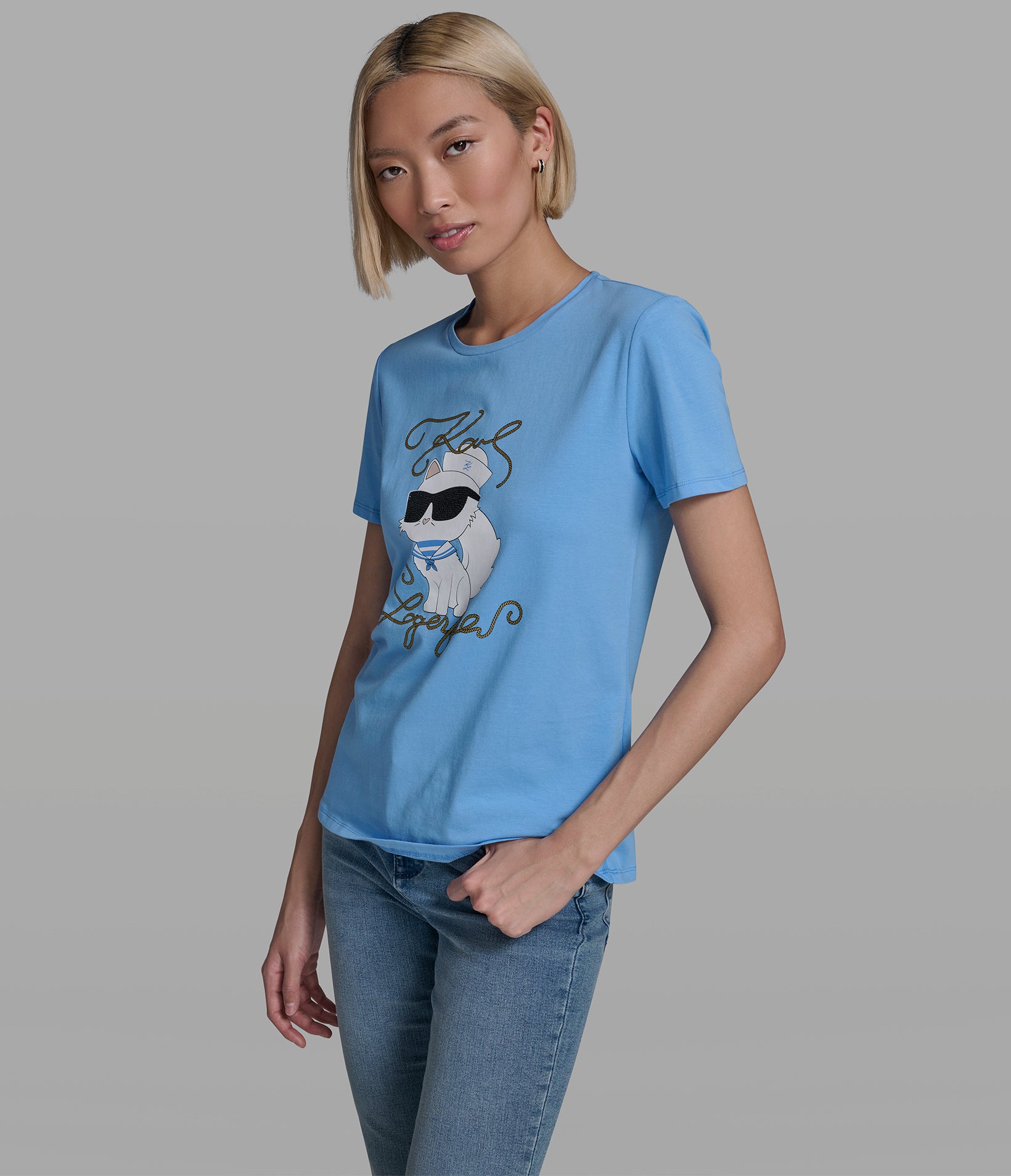 Cotton Jersey Choupette Sailor Tee | Tees & Tanks | Karl Lagerfeld