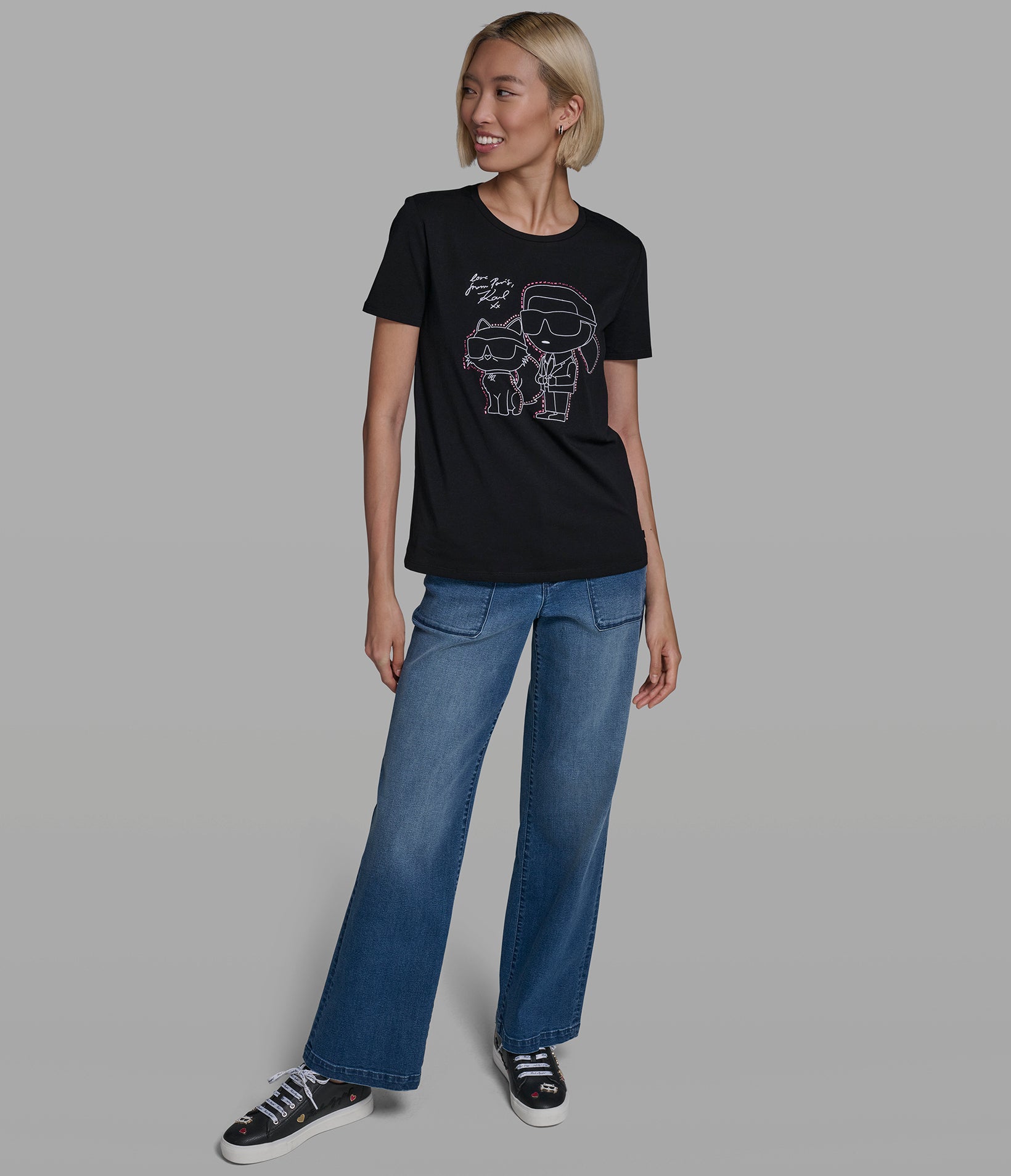 EMBELLISHED DUO OUTLINE TEE VIEW 4 | Women's Clothing