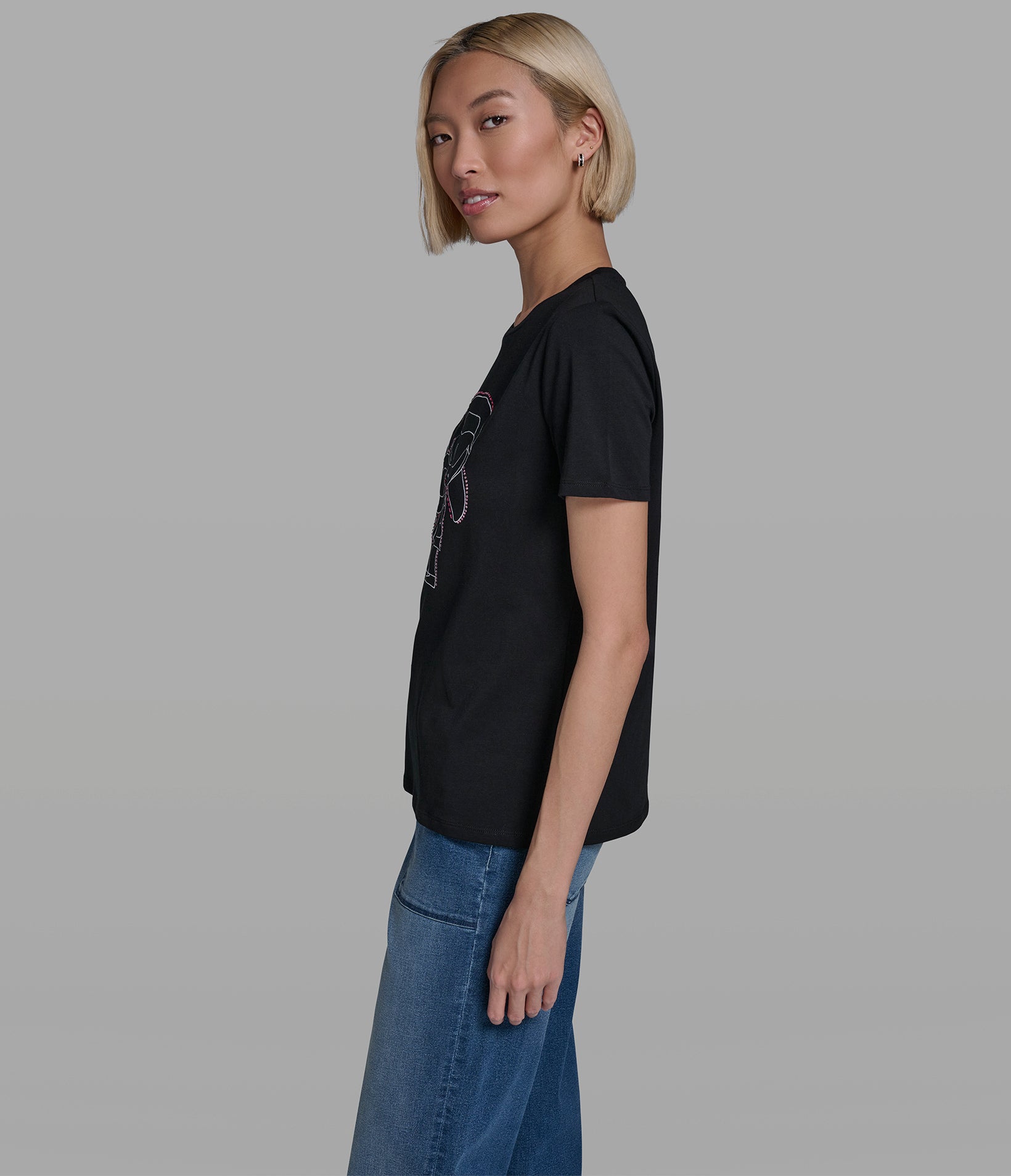Cotton Jersey Karl Et Choupette Outline Tee | Tees & Tanks | Karl