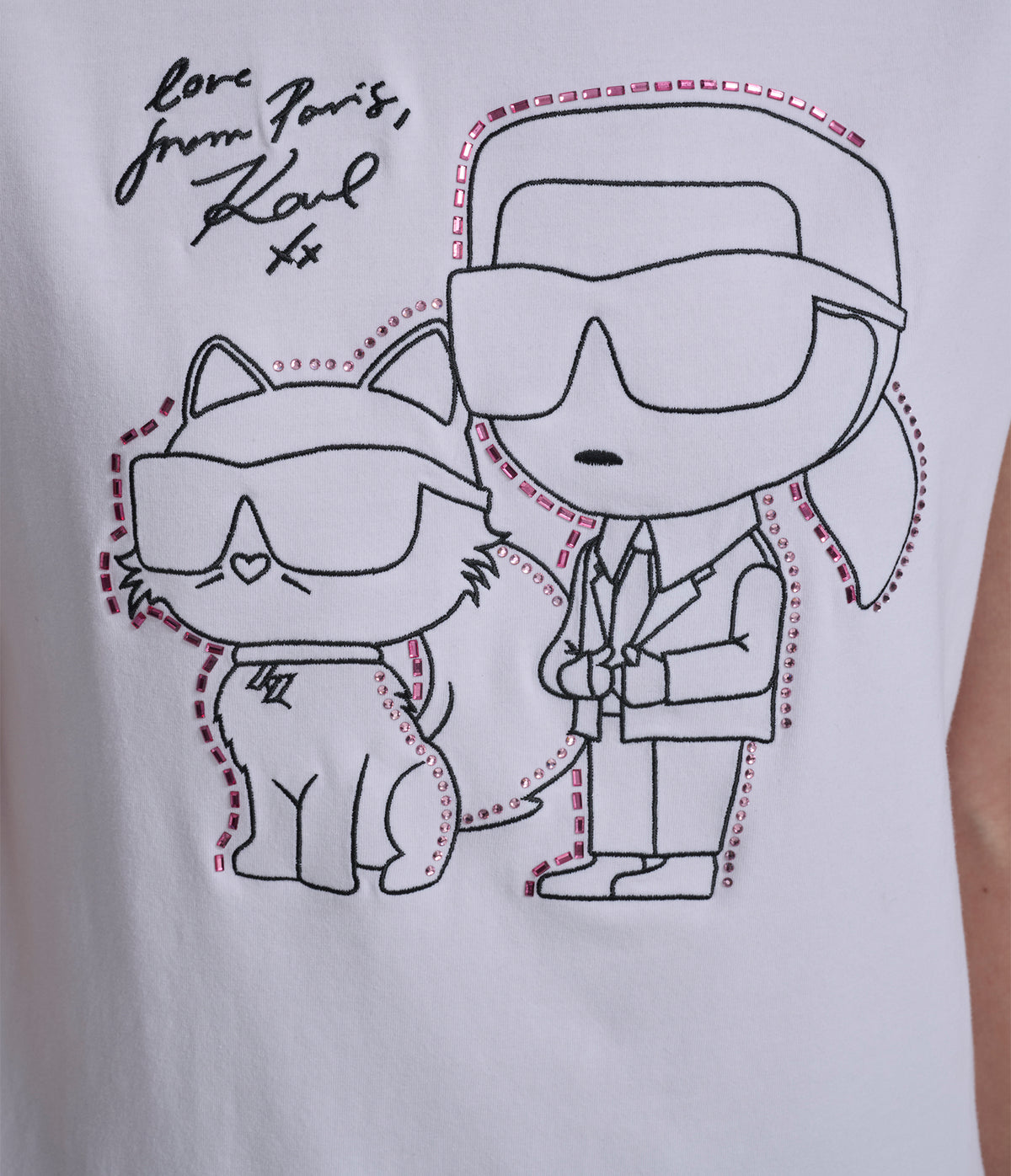 Cotton Jersey Karl Et Choupette Outline Tee | Tees & Tanks | Karl ...