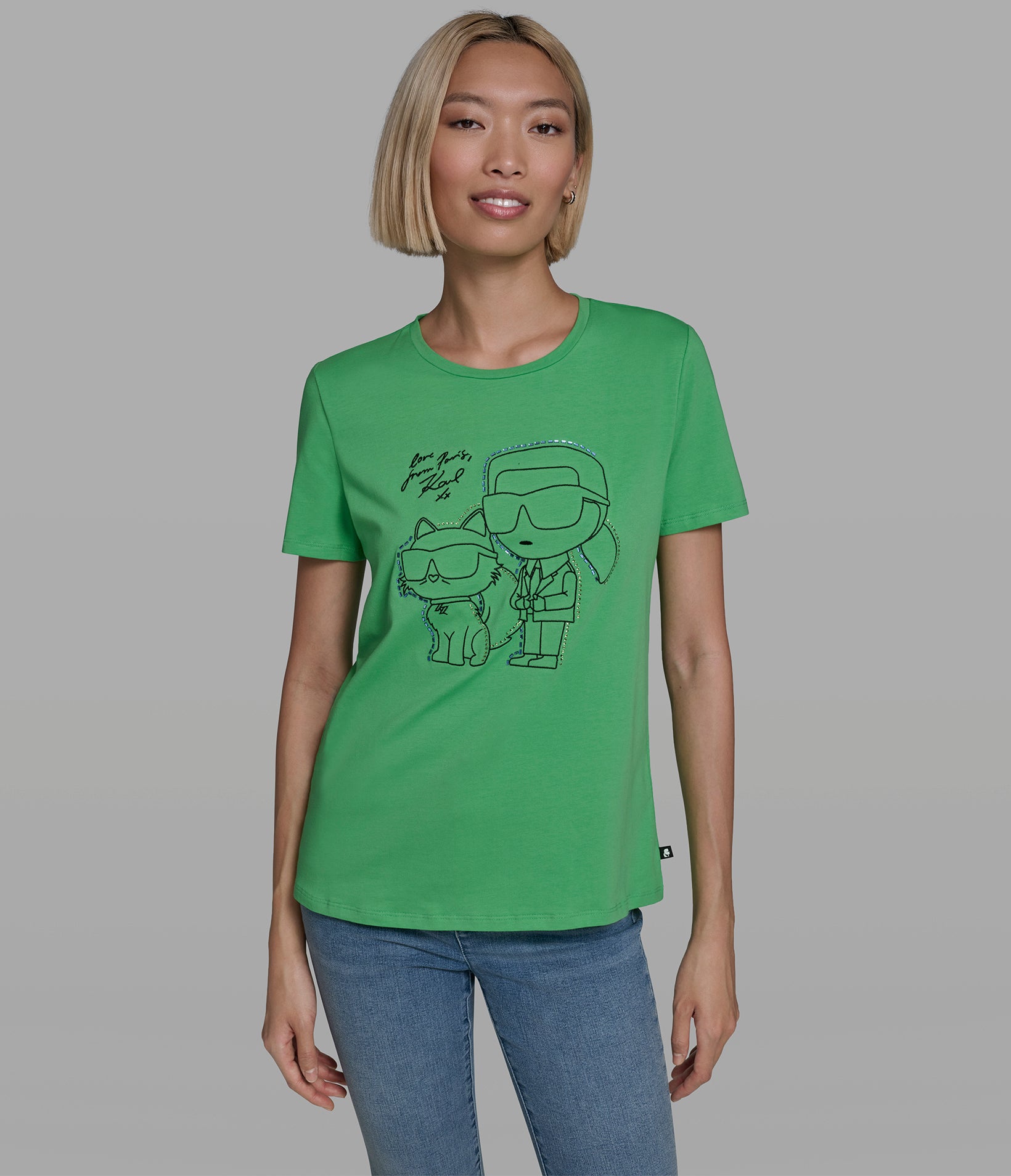 Cotton And Modal Pearl Stripe Tee | Tees & Tanks | Karl Lagerfeld