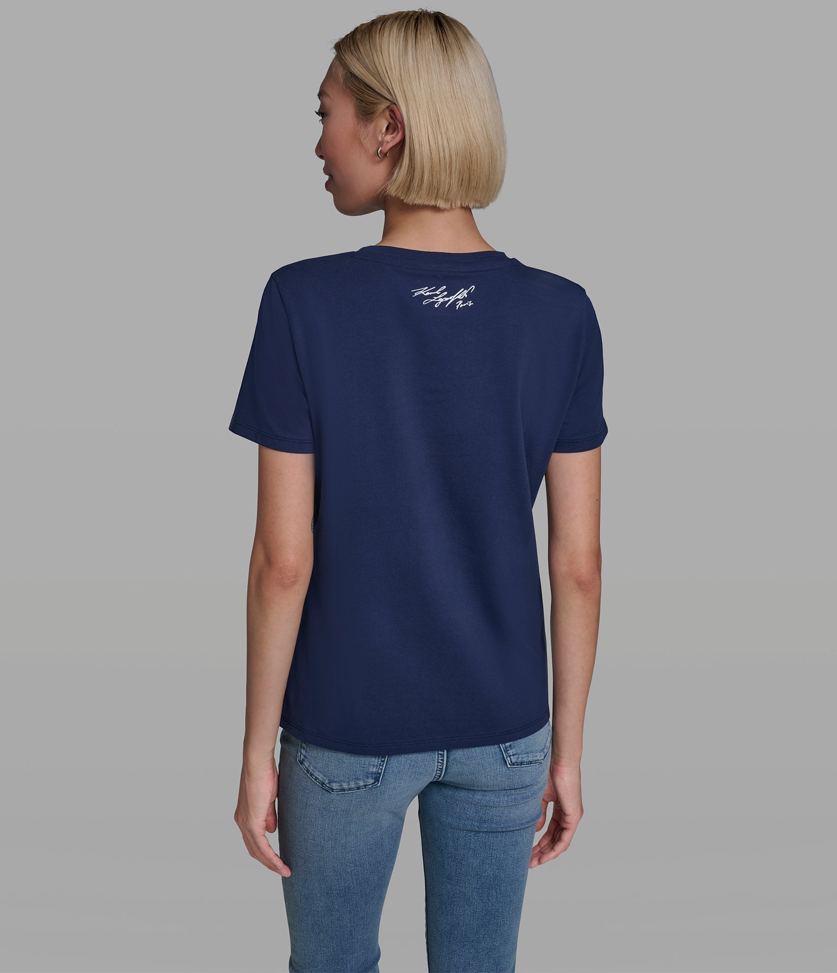 Cotton Jersey Blue Paris Scene Tee | Tees & Tanks | Karl Lagerfeld