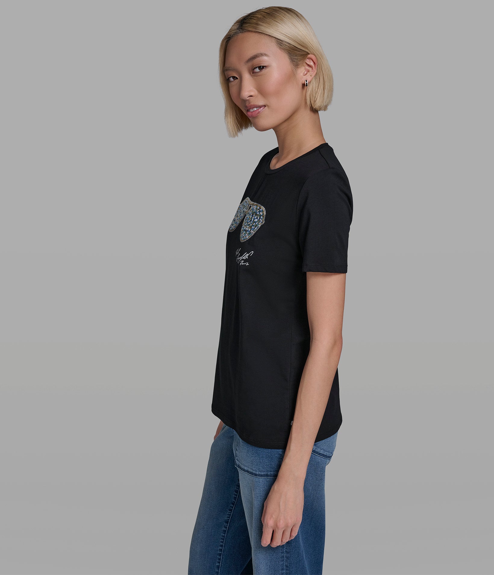 SEQUIN SUNGLASSES LOGO TEE VIEW 3 | New Women's Clothing