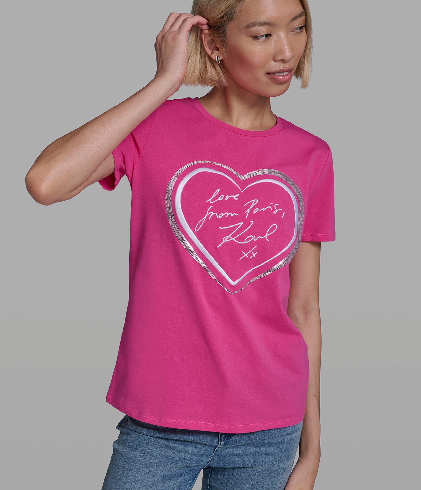 SEQUIN HEART LOGO TEE View 1 | Products
