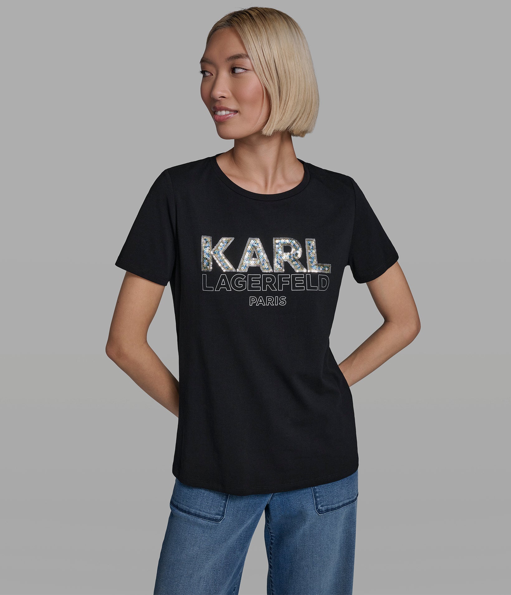 SEQUIN KARL LOGO TEE View 1 | New Arrivals