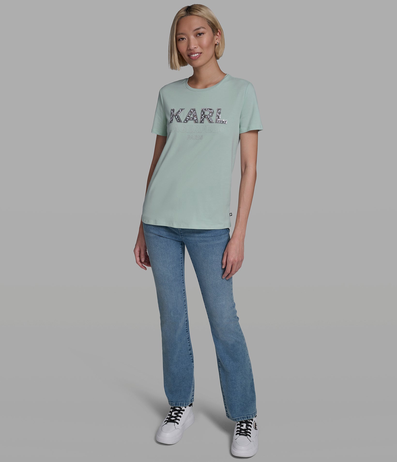 SEQUIN KARL LOGO TEE VIEW 5 | Women's Clothing